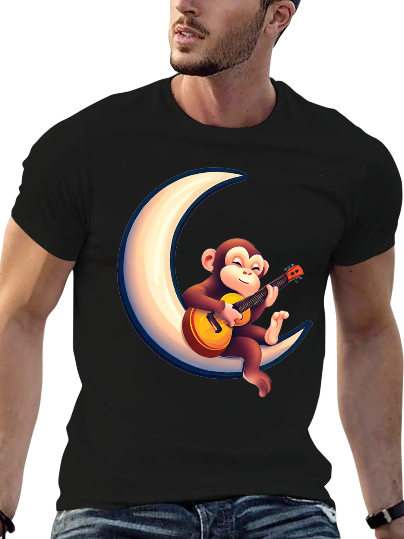 Black Monkey on the Moon T-Shirt view 6