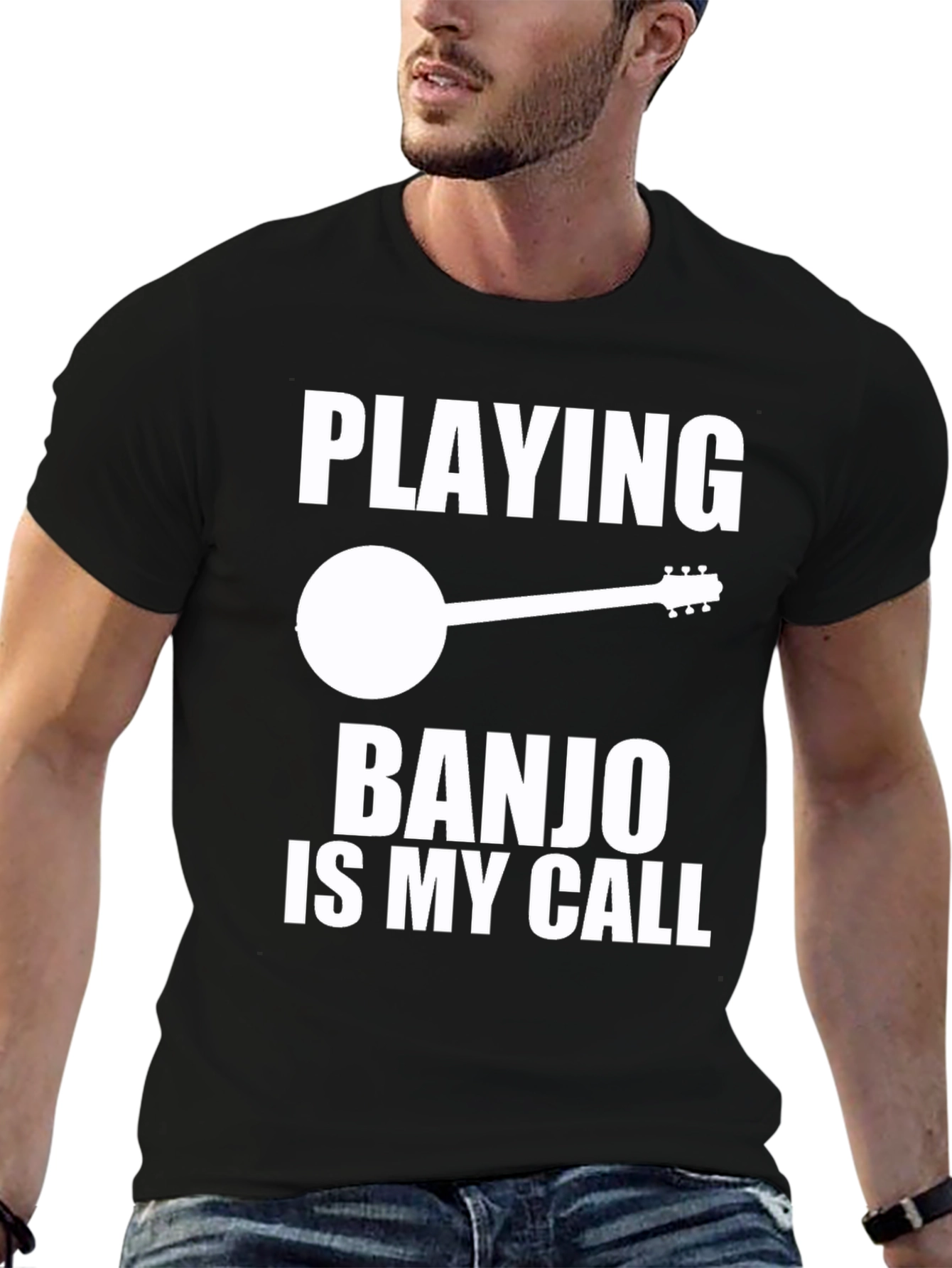 Black Banjo Player Graphic Tee - Music Lover Gift view 6