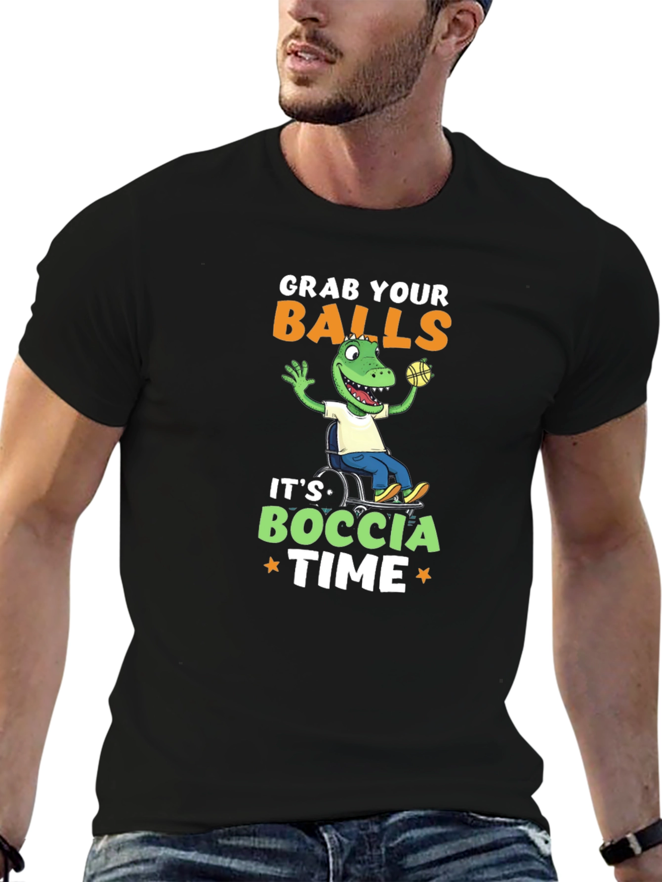Black Grab Your Balls Boccia Time T-Shirt view 6