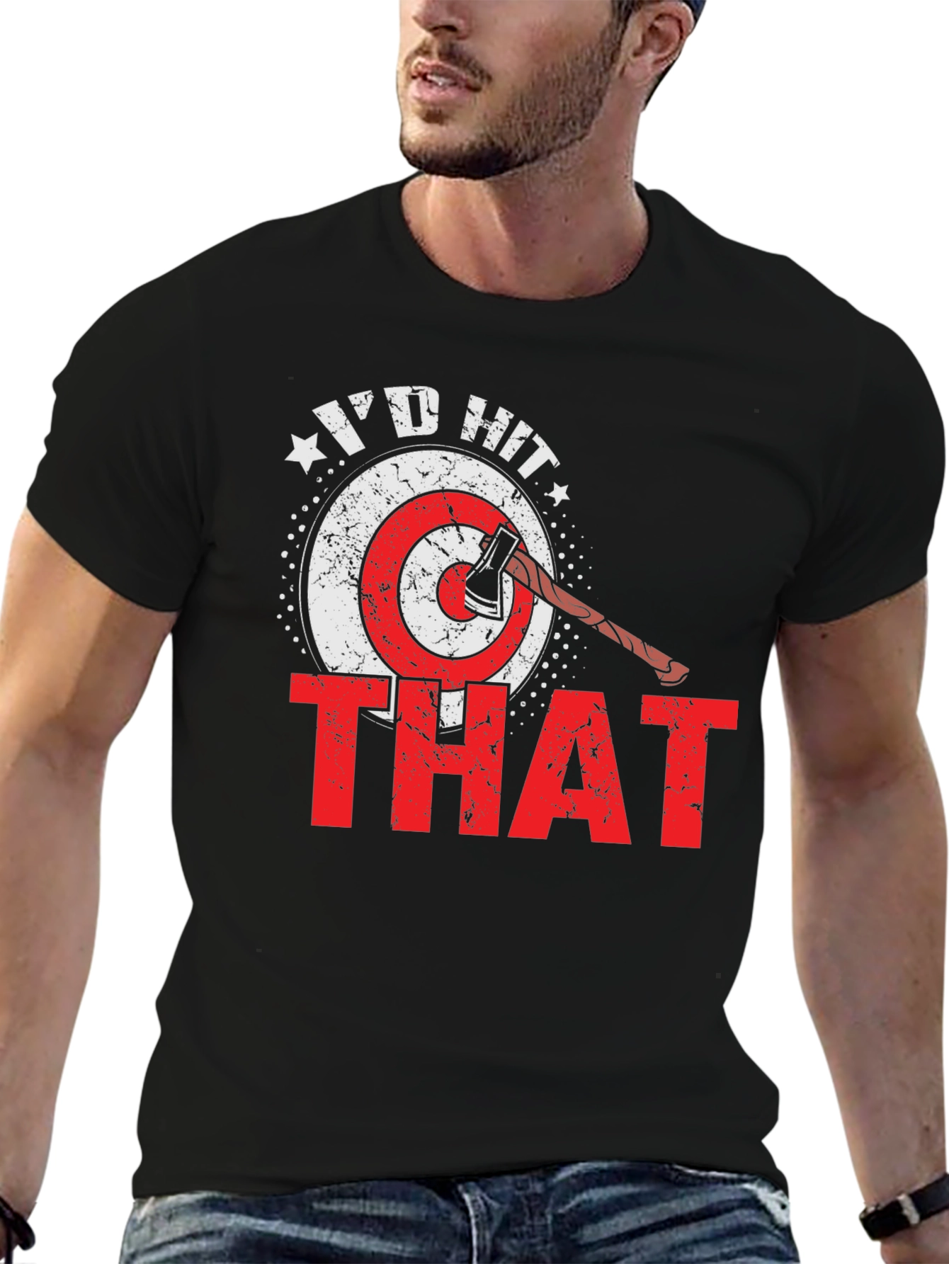 Black I'd Hit That Axe Throwing T-Shirt view 6