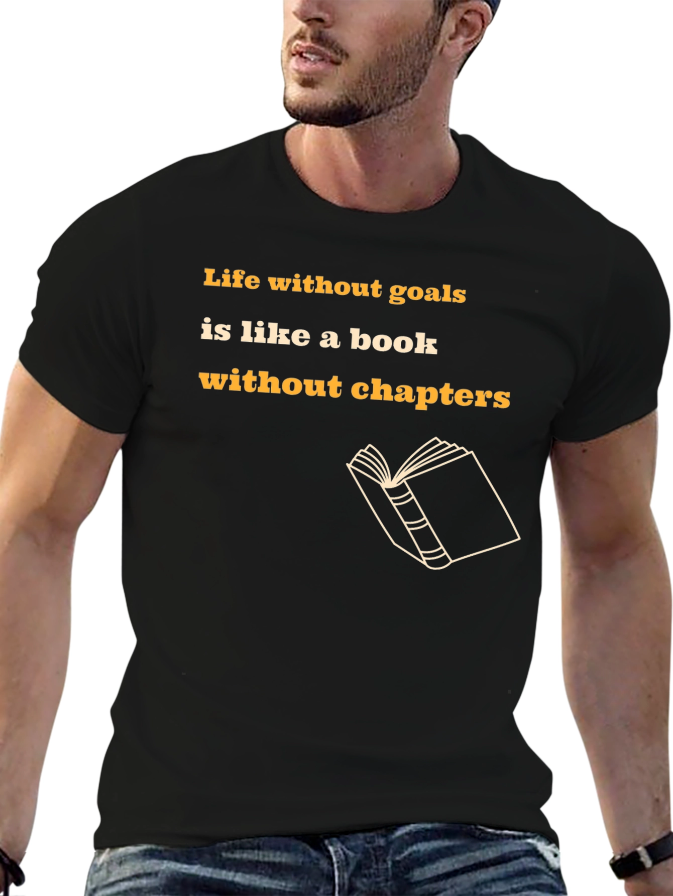 Black Motivational Black T-Shirt - Life Without Goals view 6