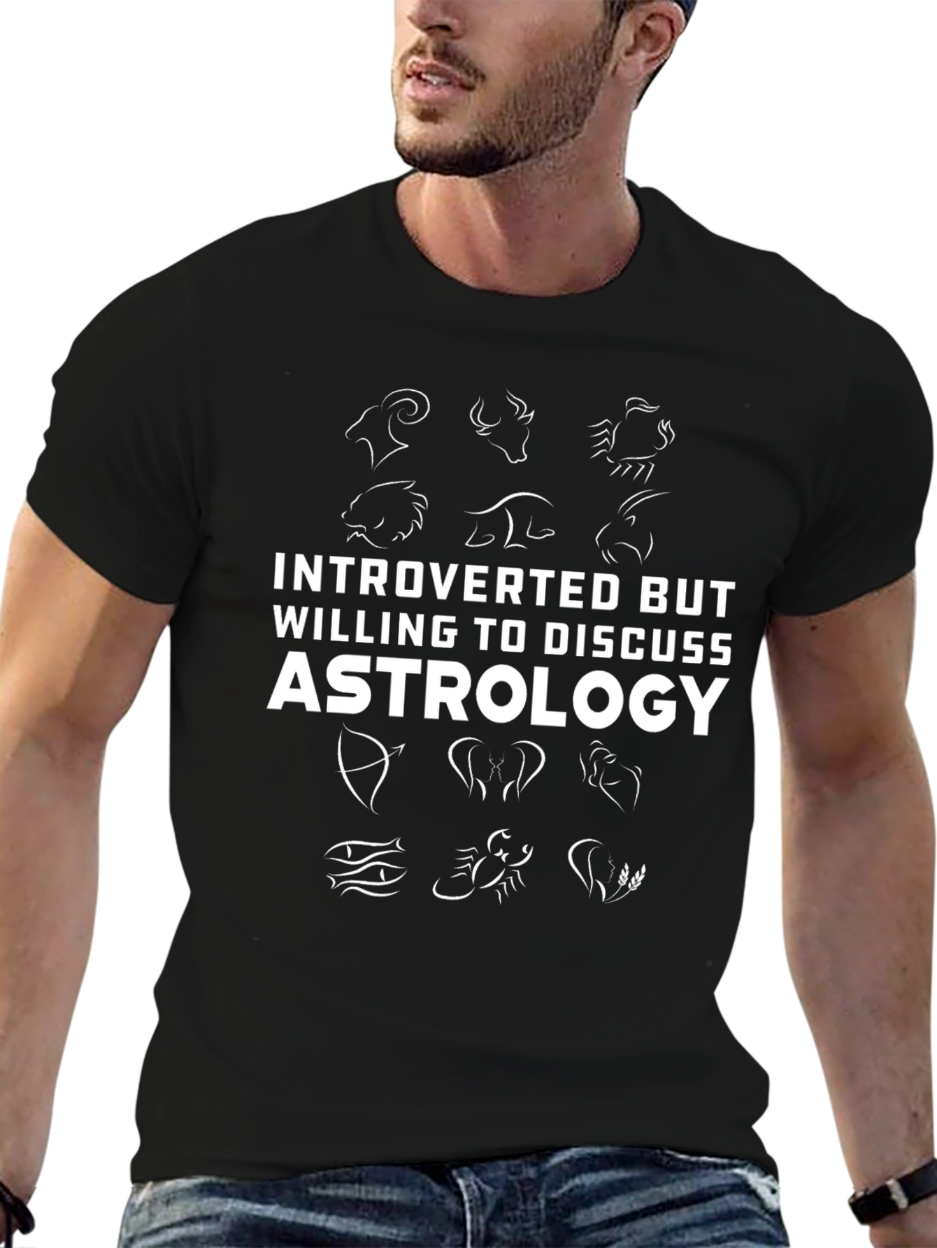 Black Introverted Astrology T-Shirt view 6