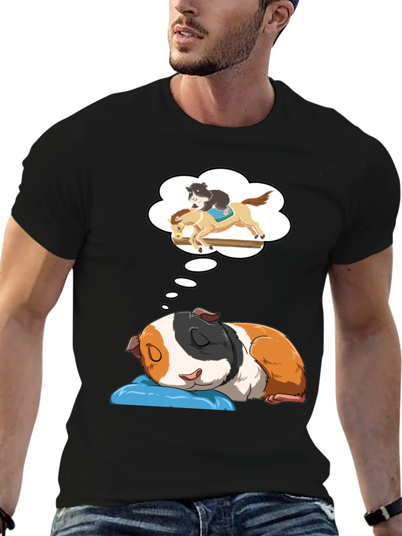 Black Dreamy Guinea Pig T-Shirt view 6
