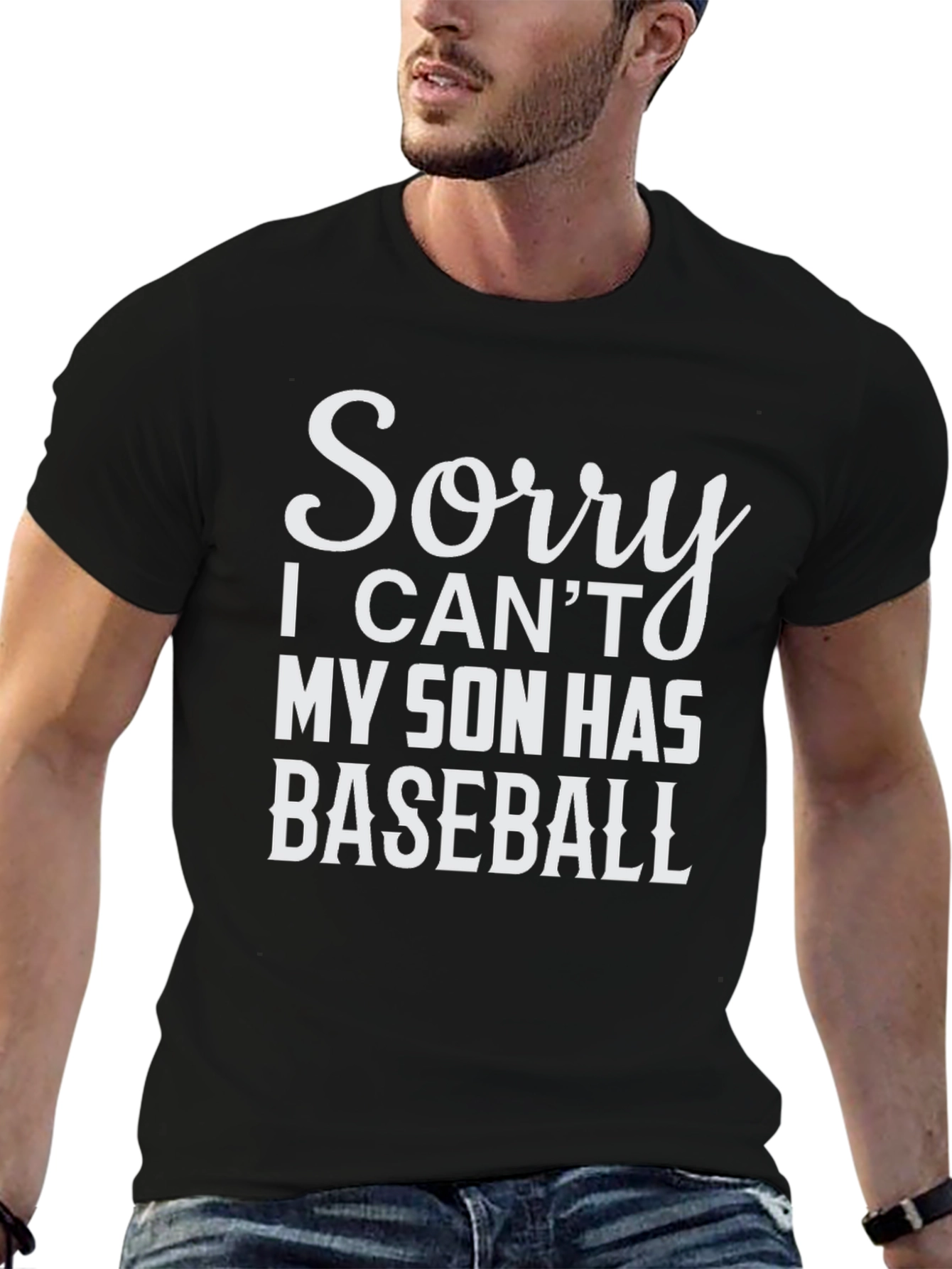 Black Funny Baseball Dad T-Shirt - Son's Baseball Game Tee view 6