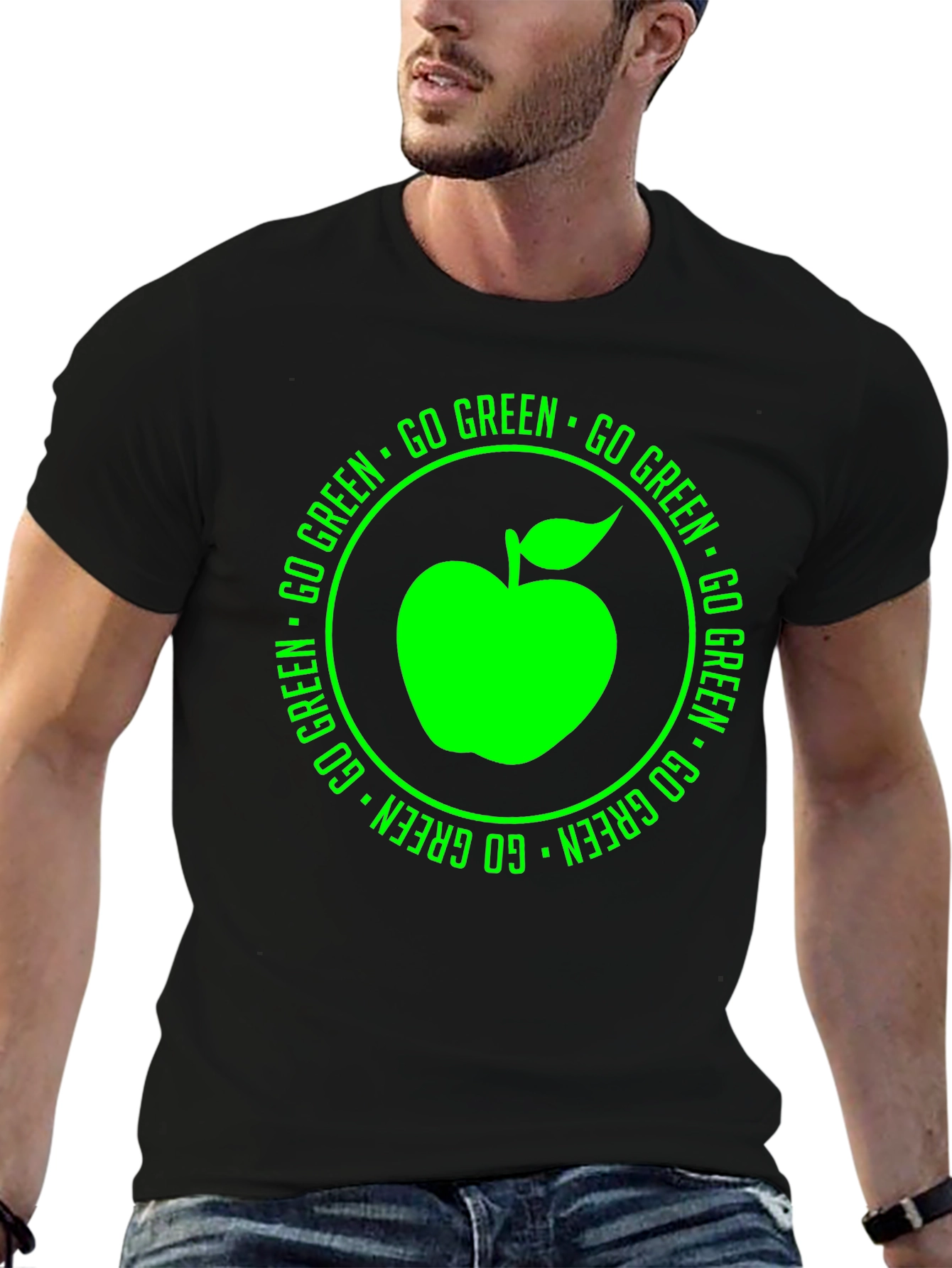 Black Go Green Apple Graphic Tee view 6