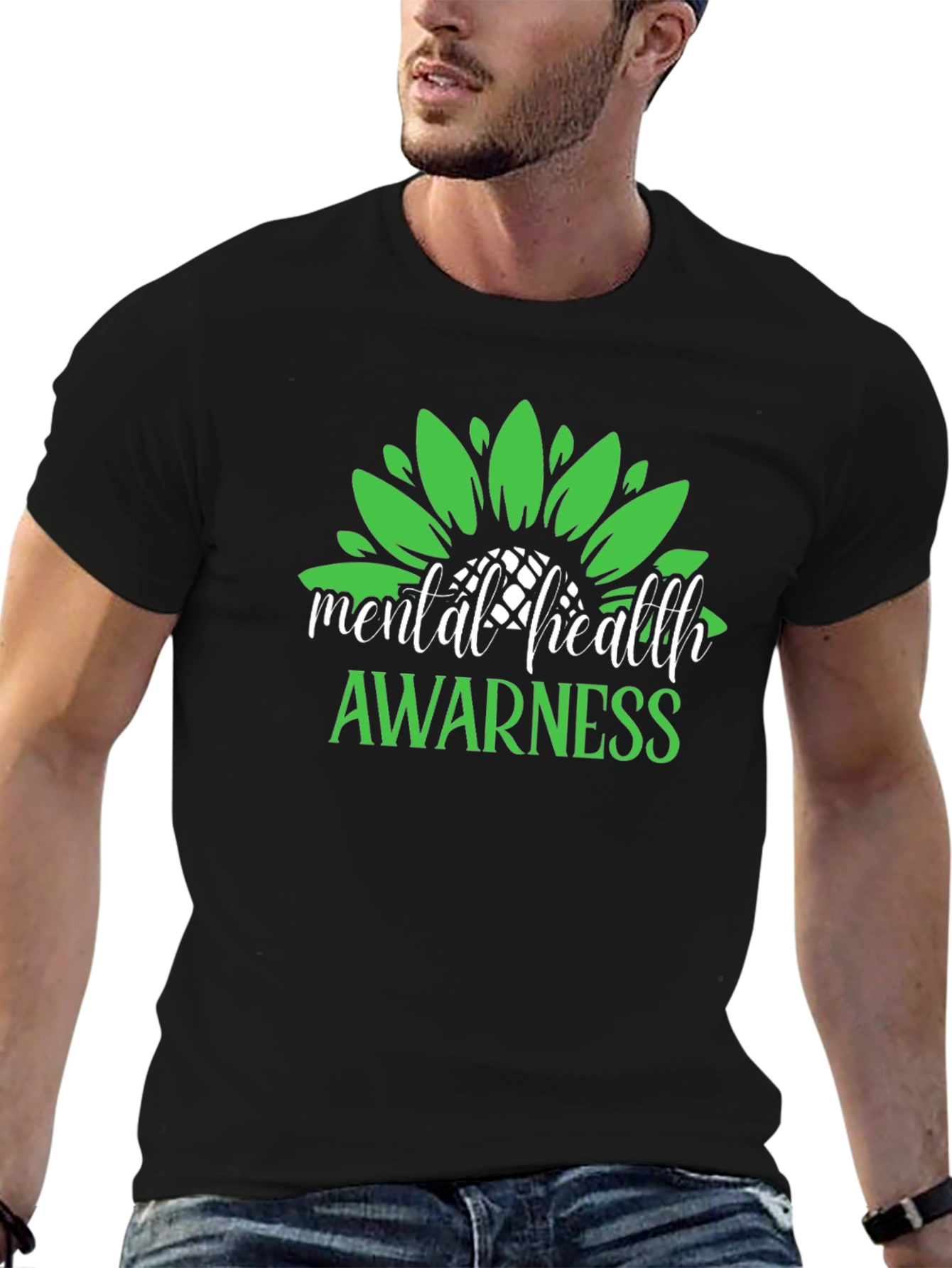 Black Mental Health Awareness Sunflower Graphic Tee view 6