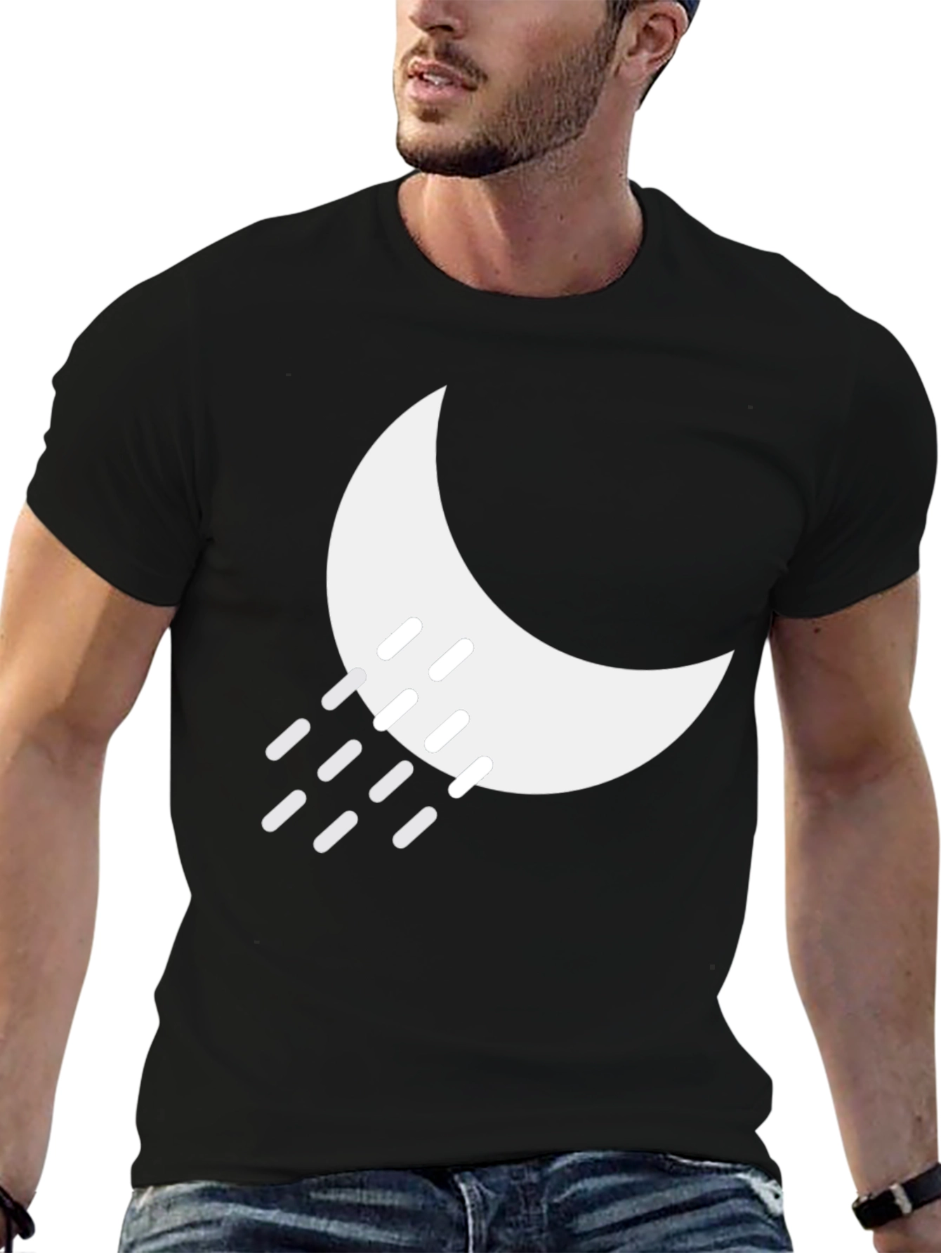 Black Night Rain Graphic Tee - Black Cotton Blend view 6