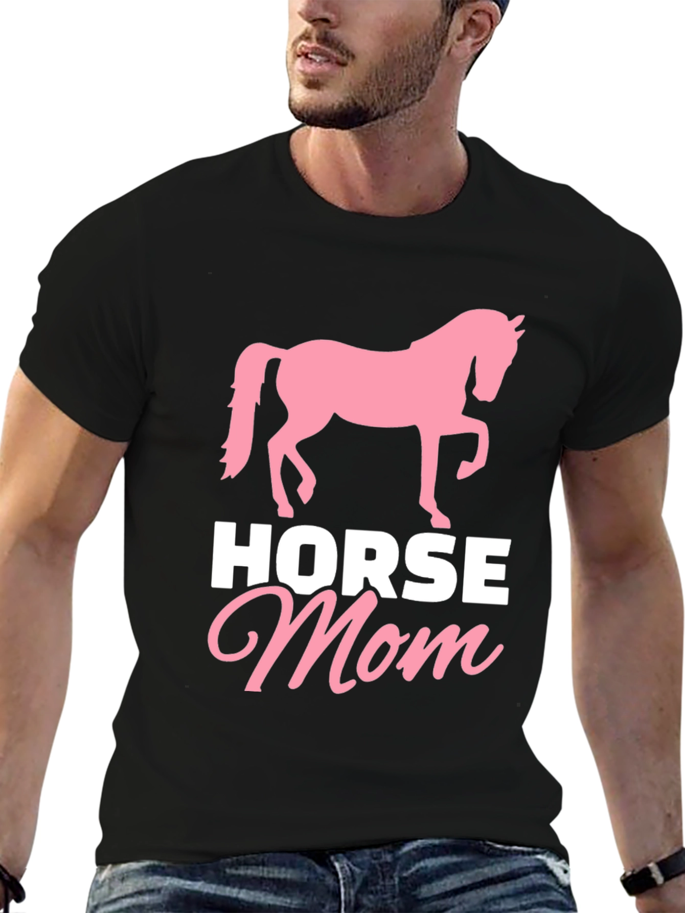 Black Horse Mom T-Shirt - Equestrian Gift view 6