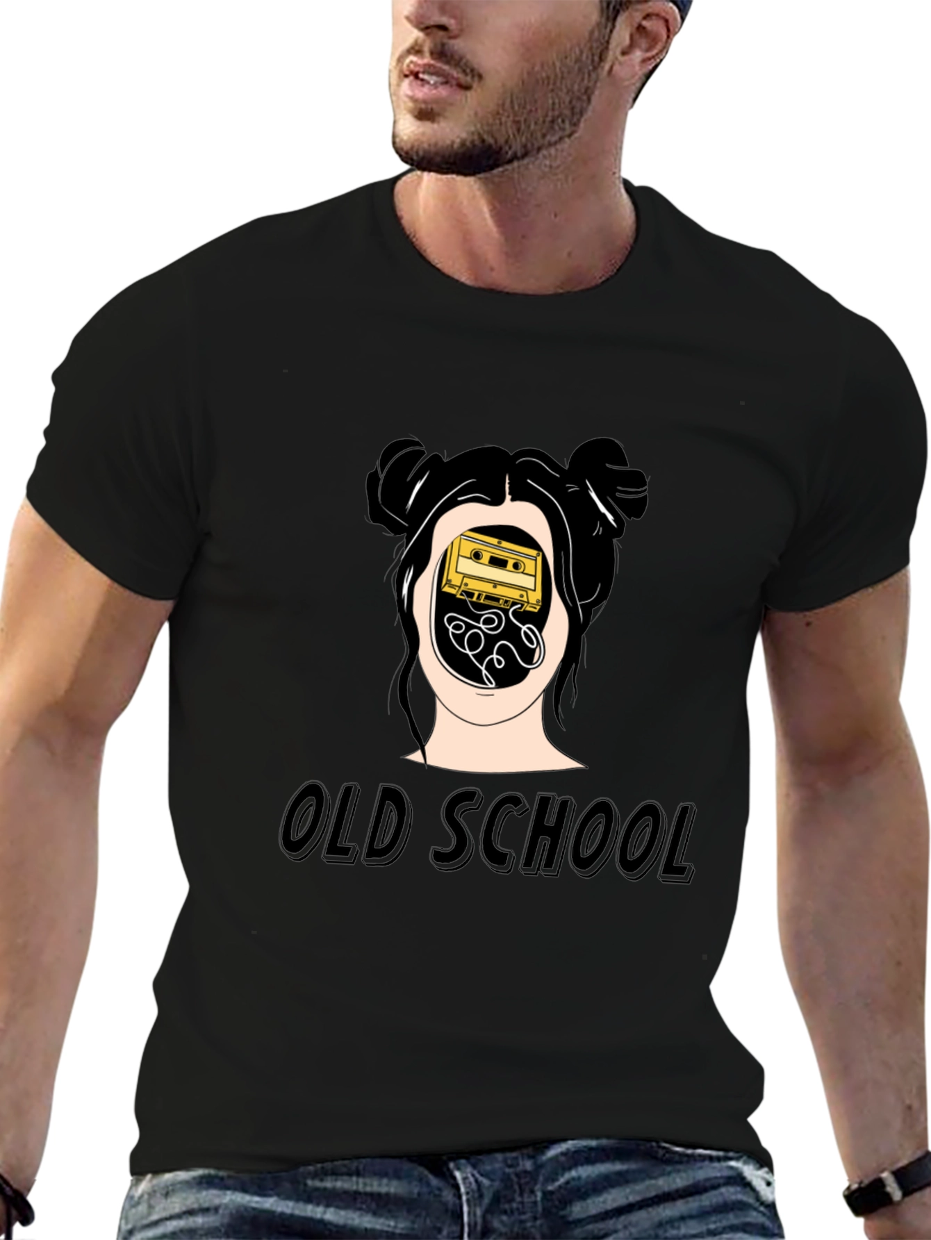 Black Old School Cassette Tape Graphic Tee view 6