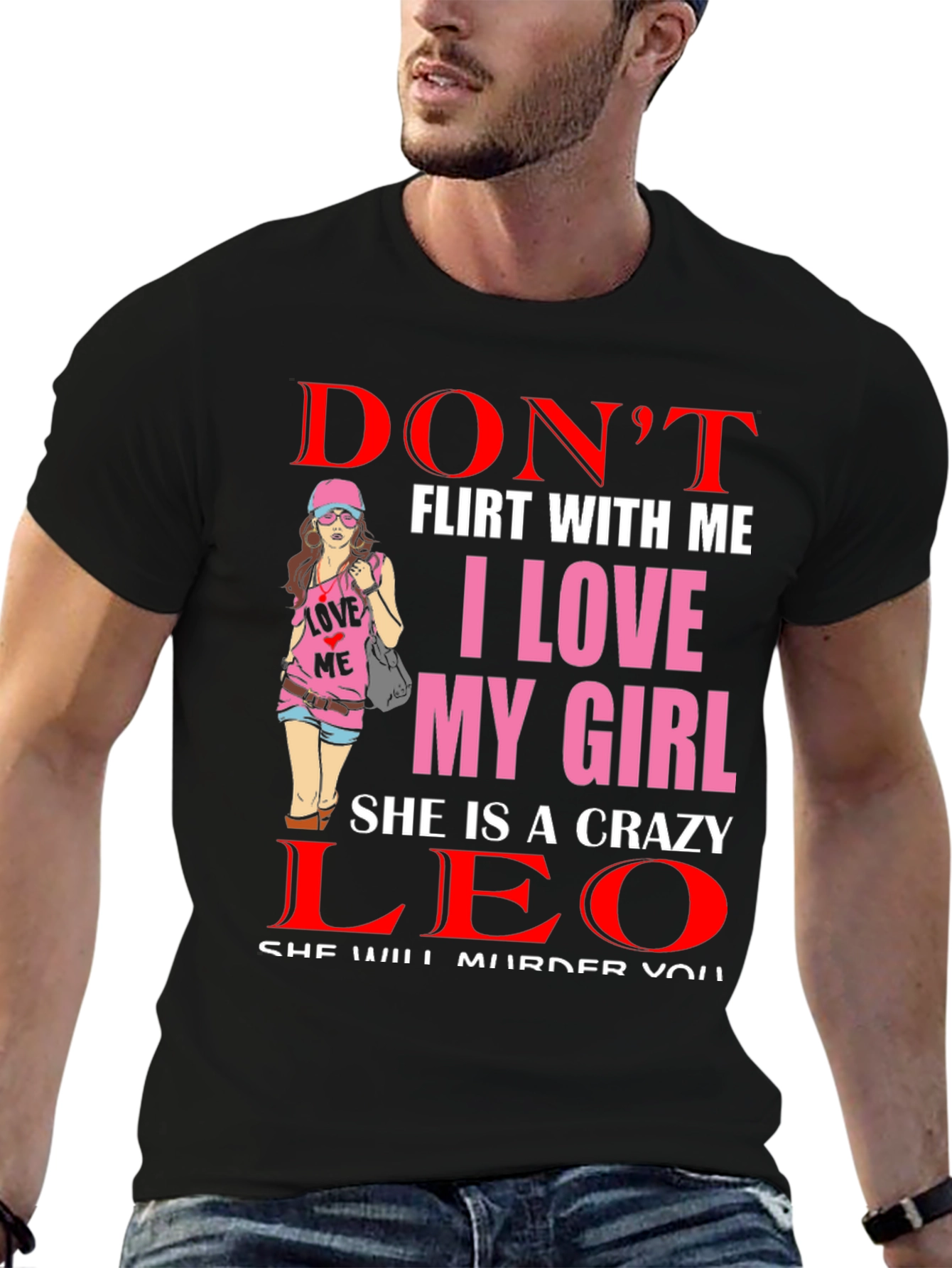 Black Crazy Leo Girl Graphic Tee view 6