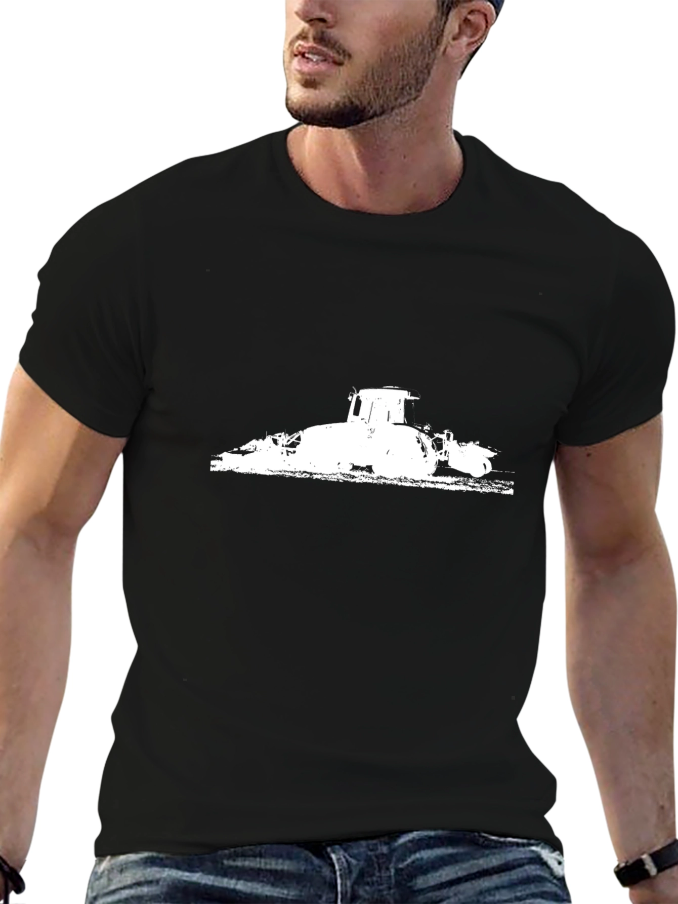 Black Tractor Graphic Tee - Black Cotton Comfort view 6