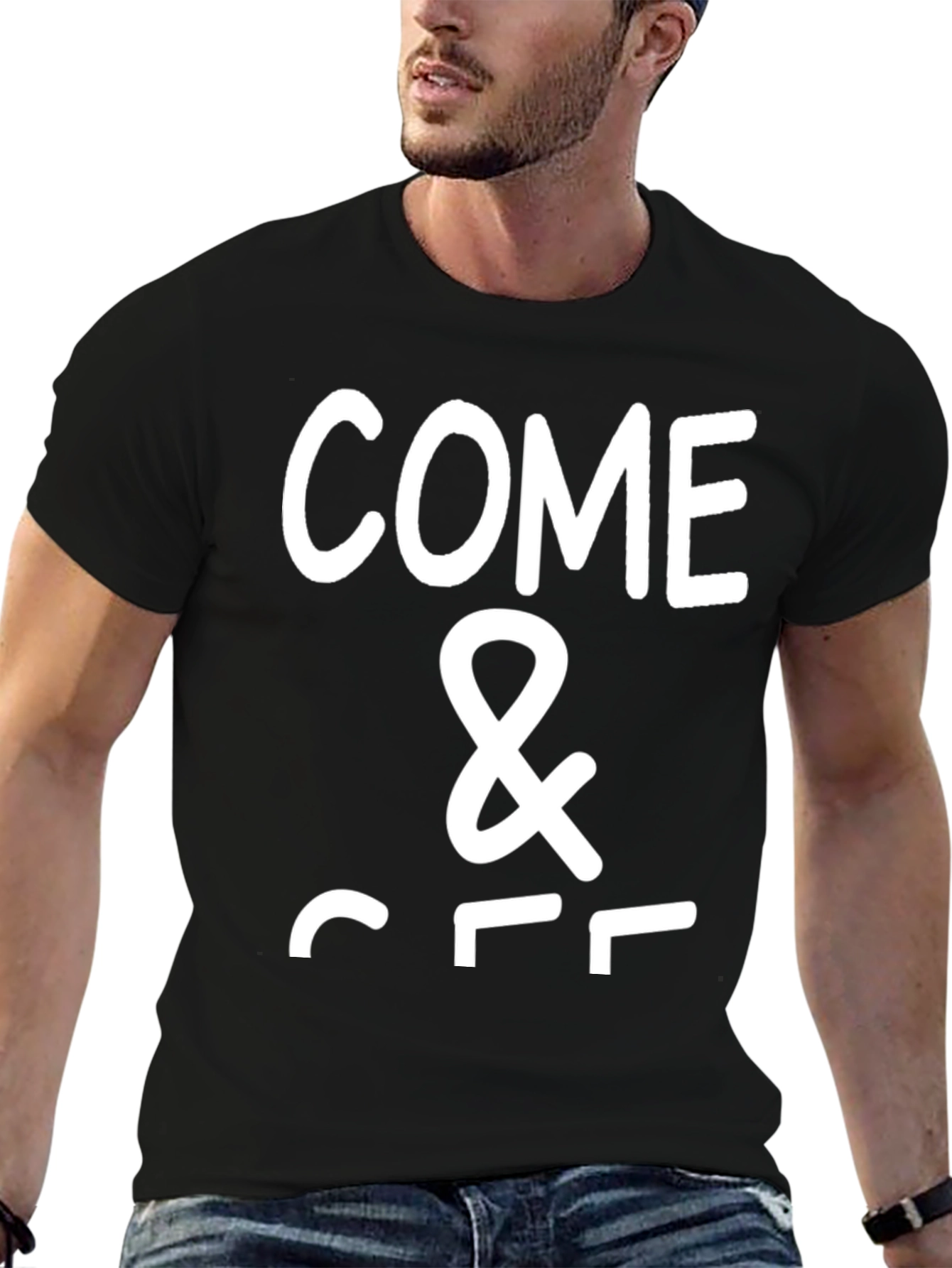 Black Come & Chill Men's Graphic Tee view 6