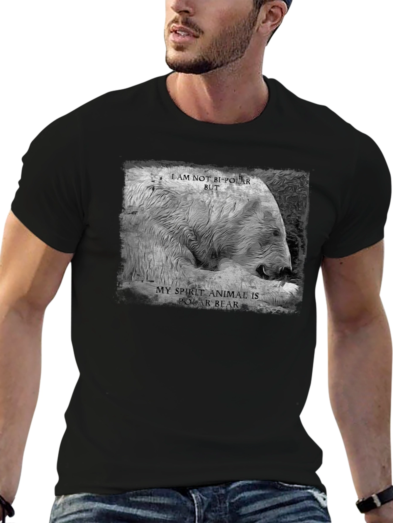 Black Polar Bear Spirit Animal T-Shirt view 6