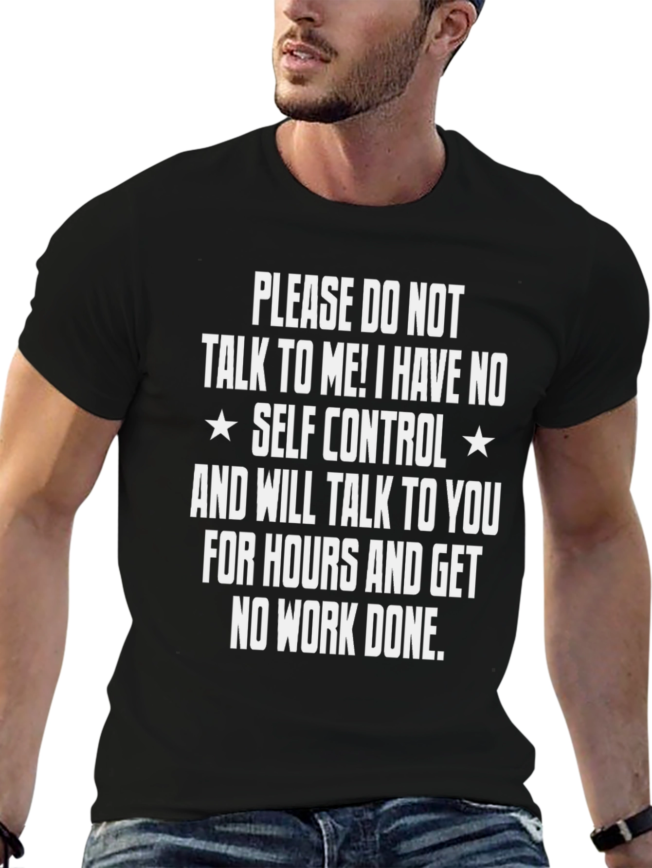 Black Funny Graphic T-Shirt: No Self Control view 6