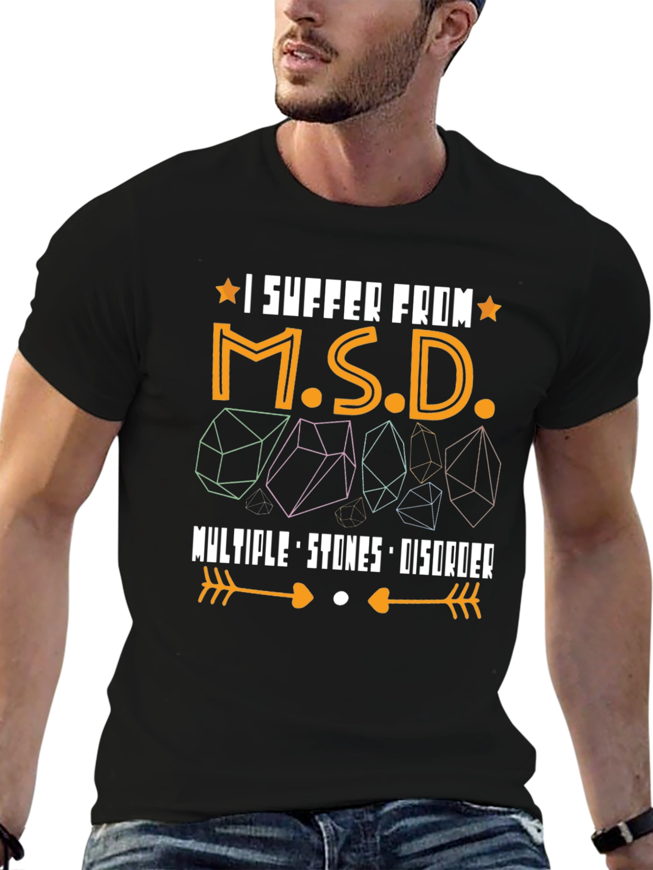 Black Multiple Stones Disorder Funny Graphic Tee view 6