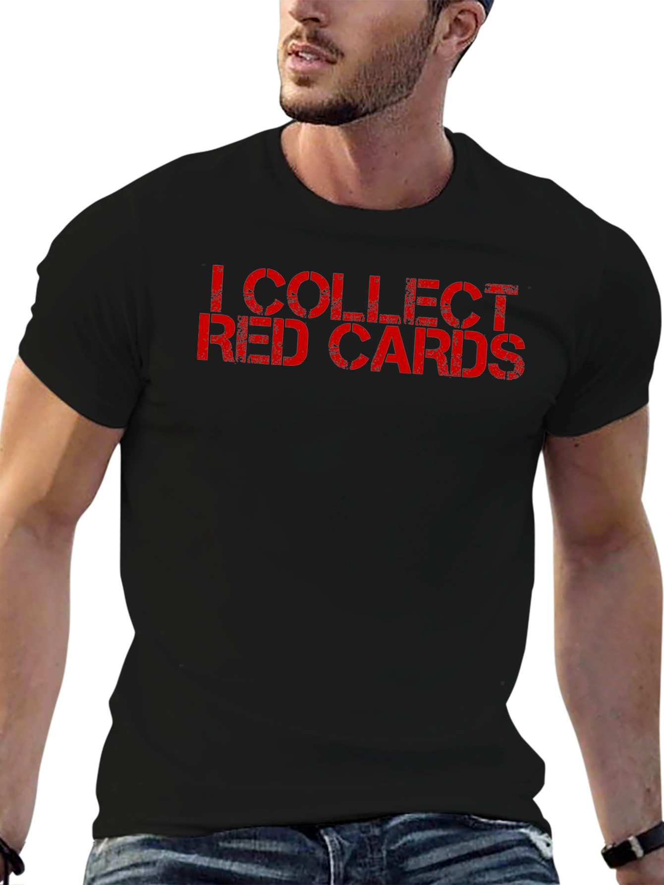 Black I Collect Red Cards - Novelty T-Shirt view 6
