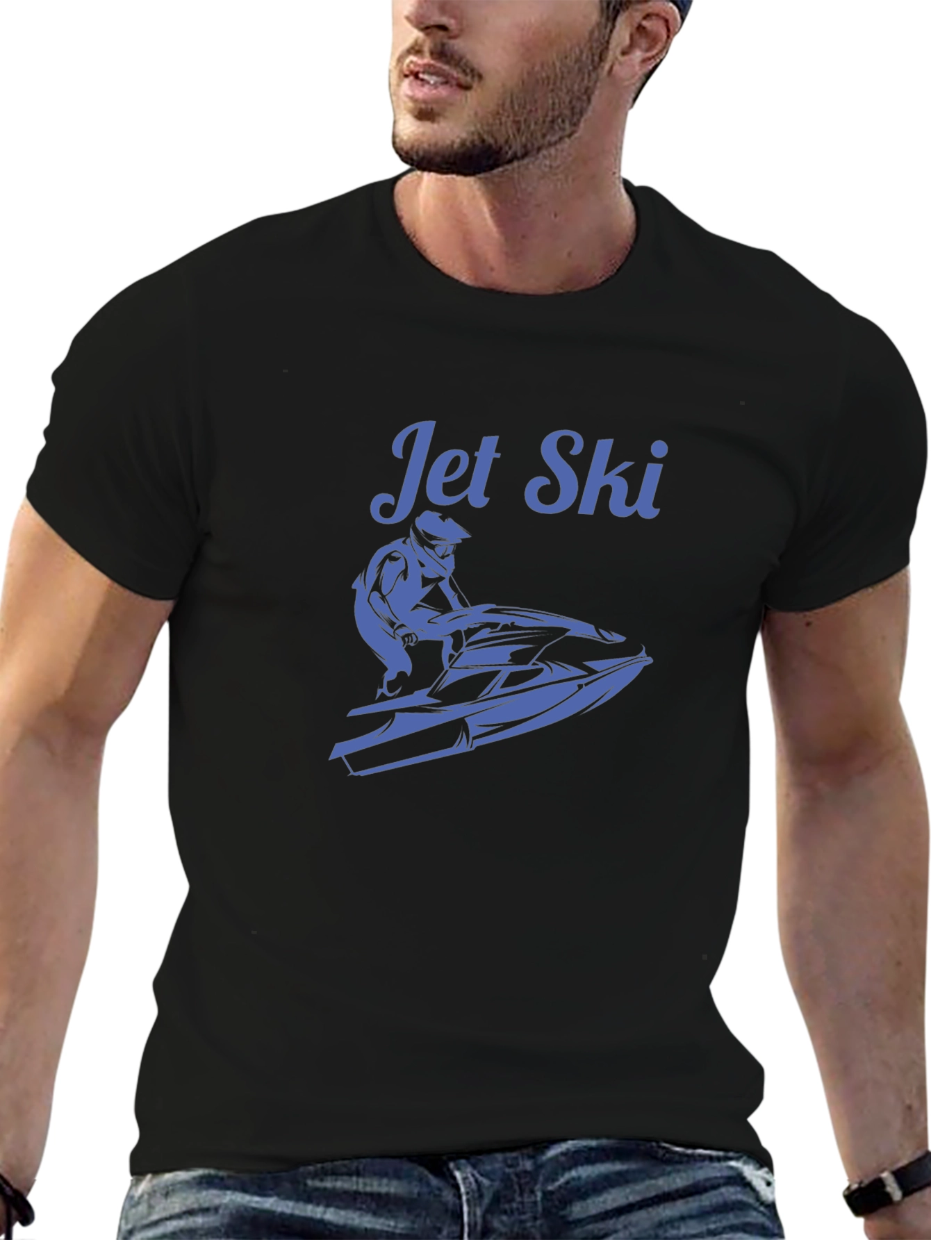 Black Jet Ski Graphic T-Shirt - Black view 6