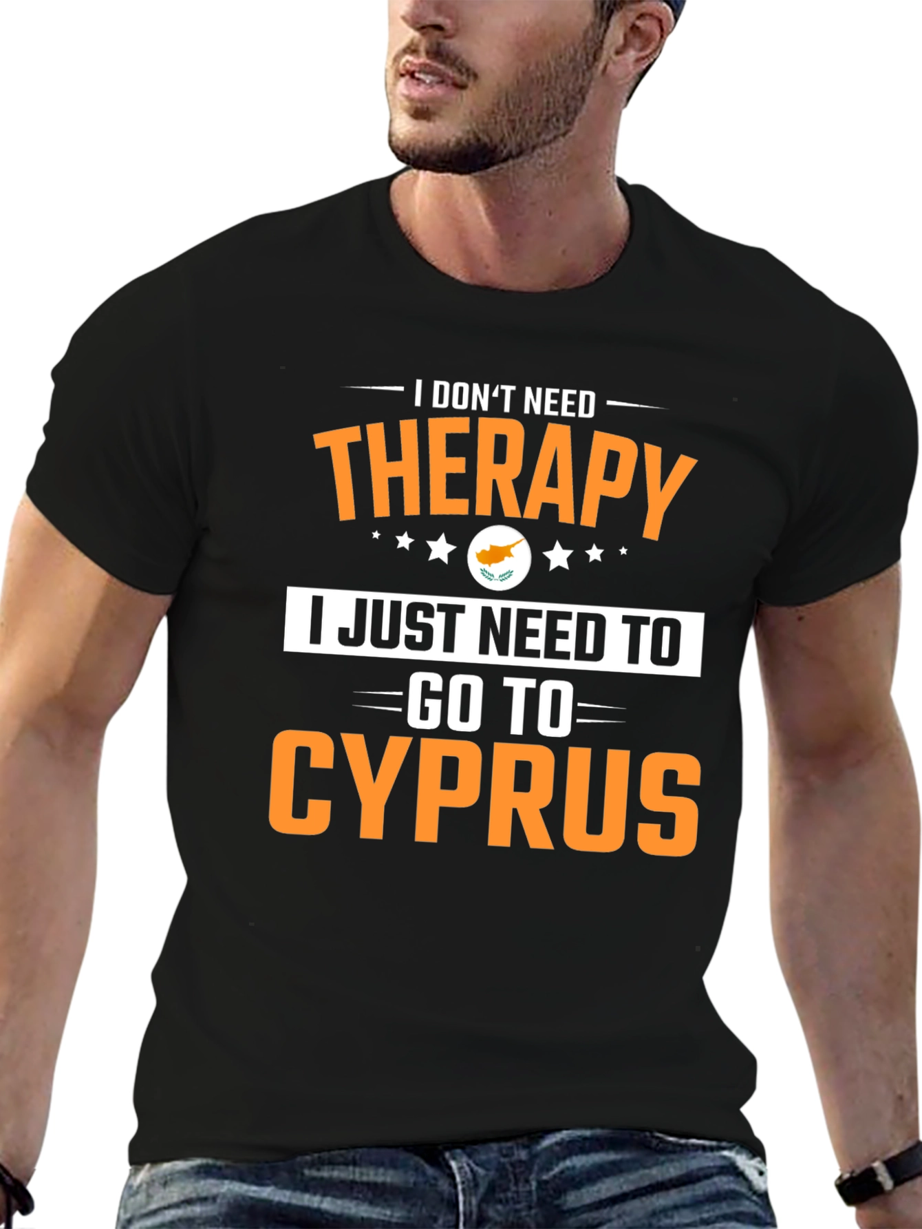 Black Therapy Cyprus Novelty Graphic T-Shirt view 6