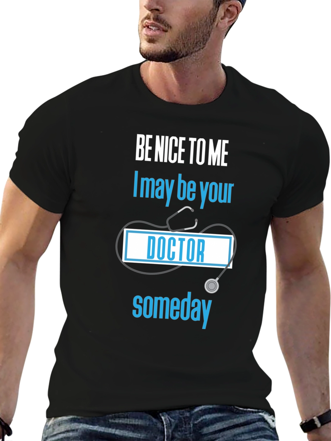 Black Be Nice to Me Doctor T-Shirt view 6