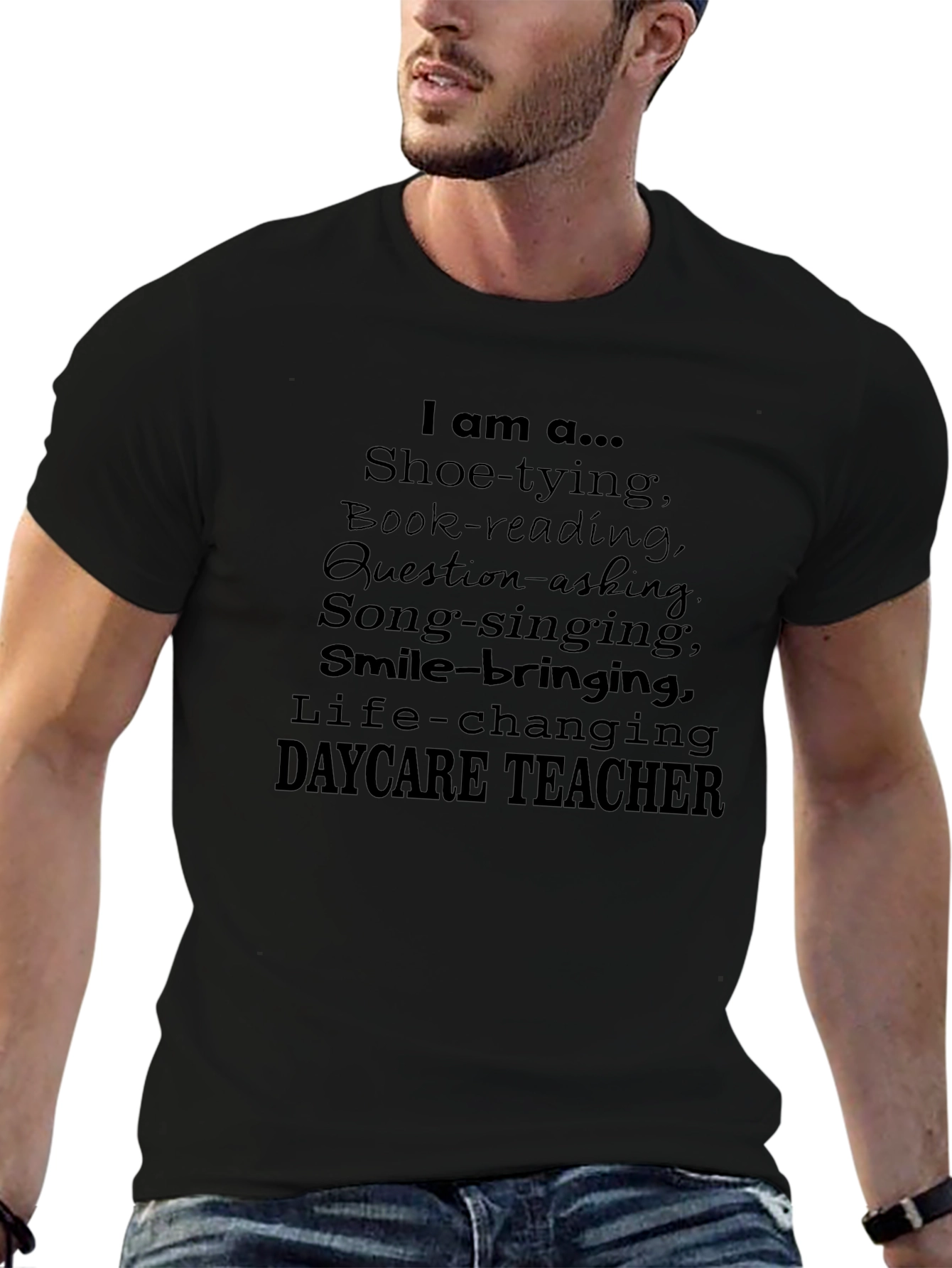 Black Daycare Teacher T-Shirt: Life-Changing Educator Apparel view 6