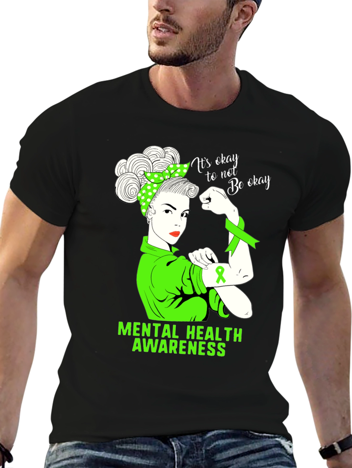 Black Mental Health Awareness T-Shirt - It's Okay To Not Be Okay view 6