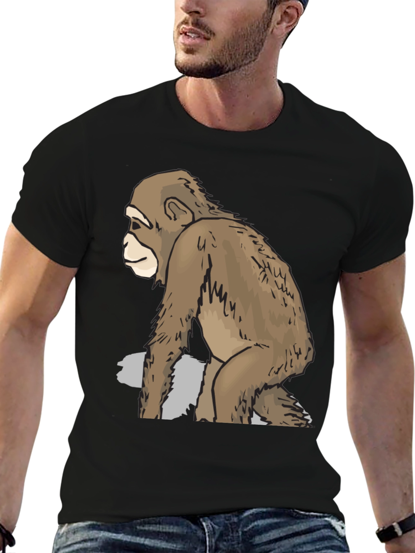 Black Cool Ape Graphic Black T-Shirt view 6