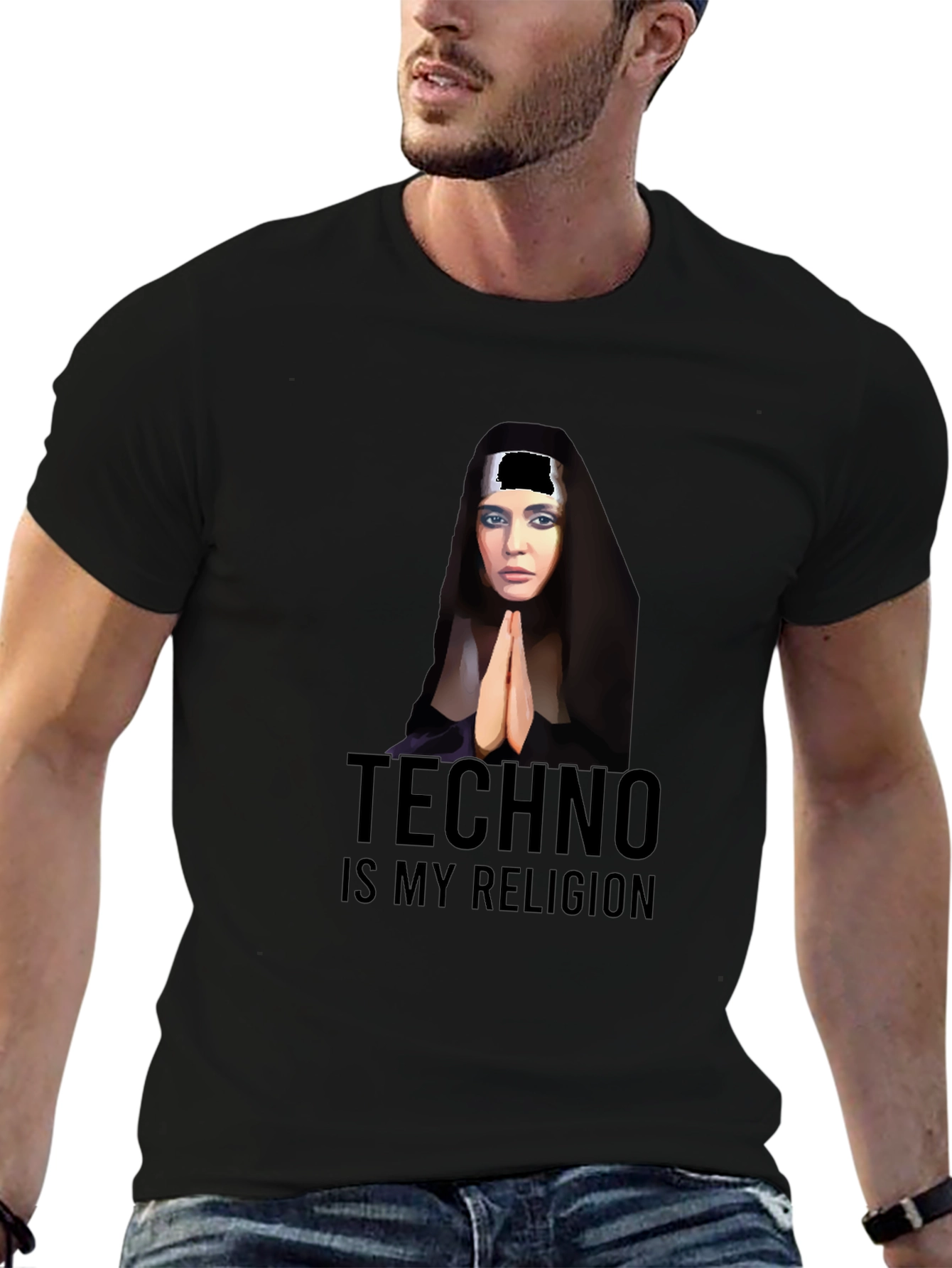 Black Techno is My Religion Graphic T-Shirt view 6