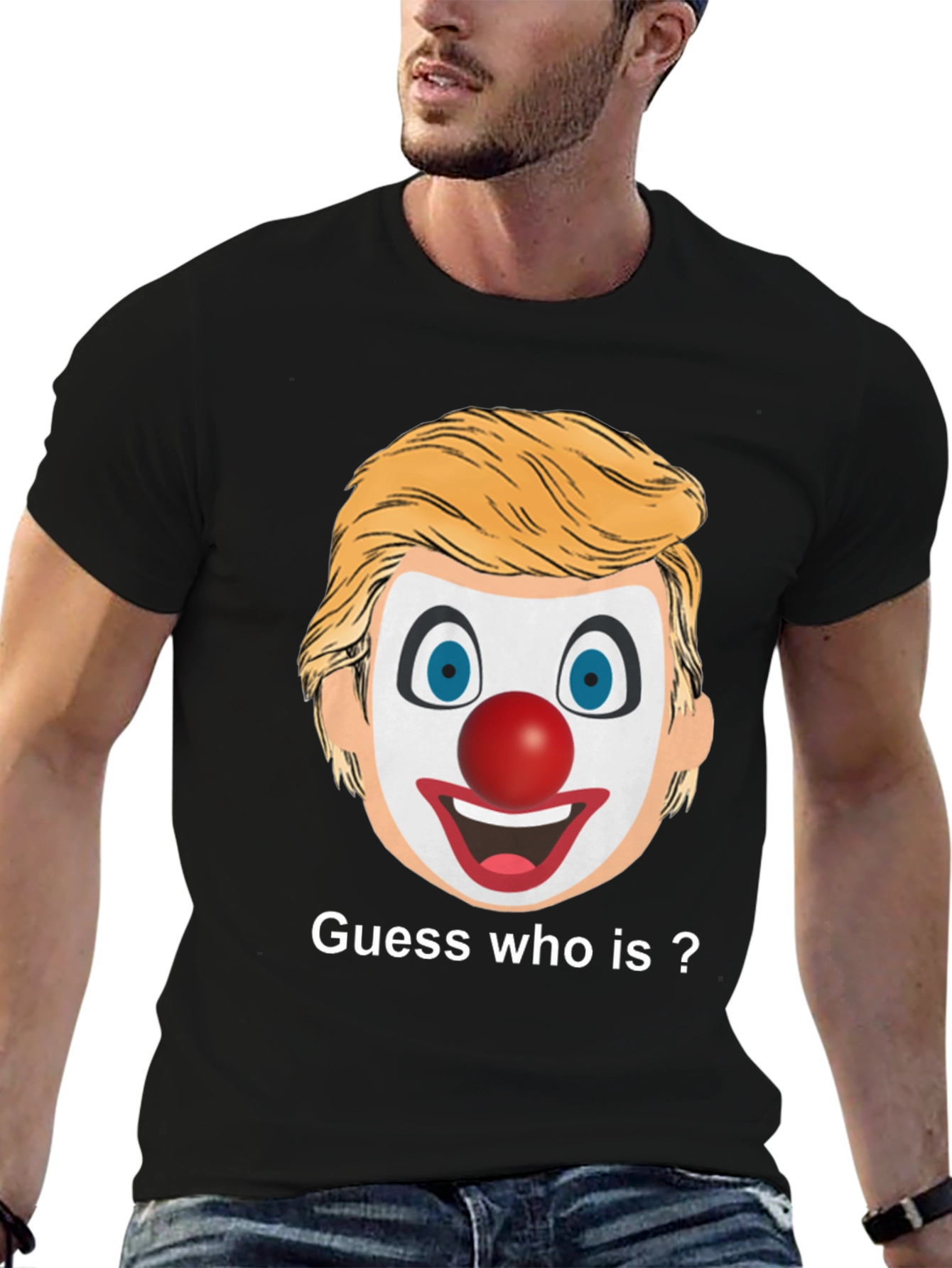 Black Clown Face Guess Who T-Shirt view 6