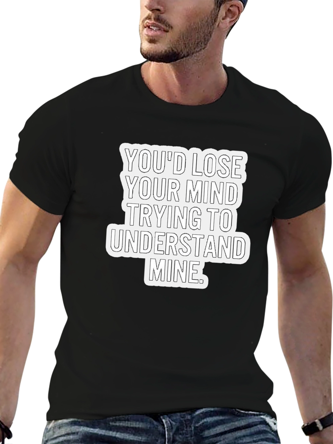Black Lose Your Mind Men's Black Graphic Tee view 6