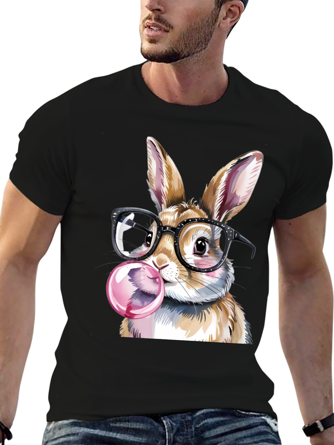 Black Rabbit with Glasses T-Shirt view 6