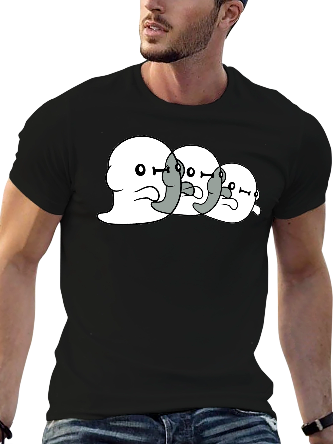 Black Spooky Ghost Squad Graphic T-Shirt - Black view 6