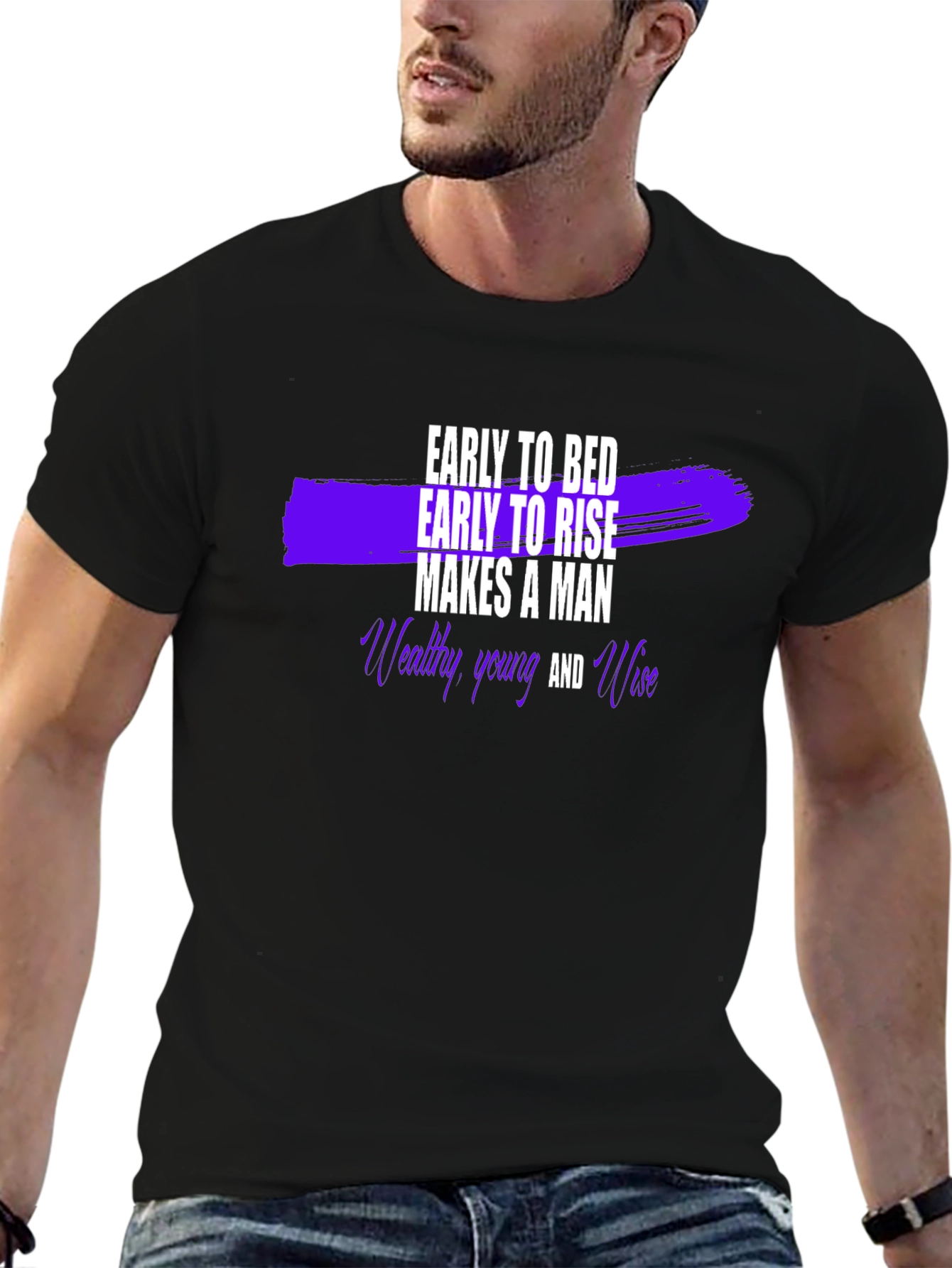 Black Early to Bed Early to Rise Men's T-Shirt view 6