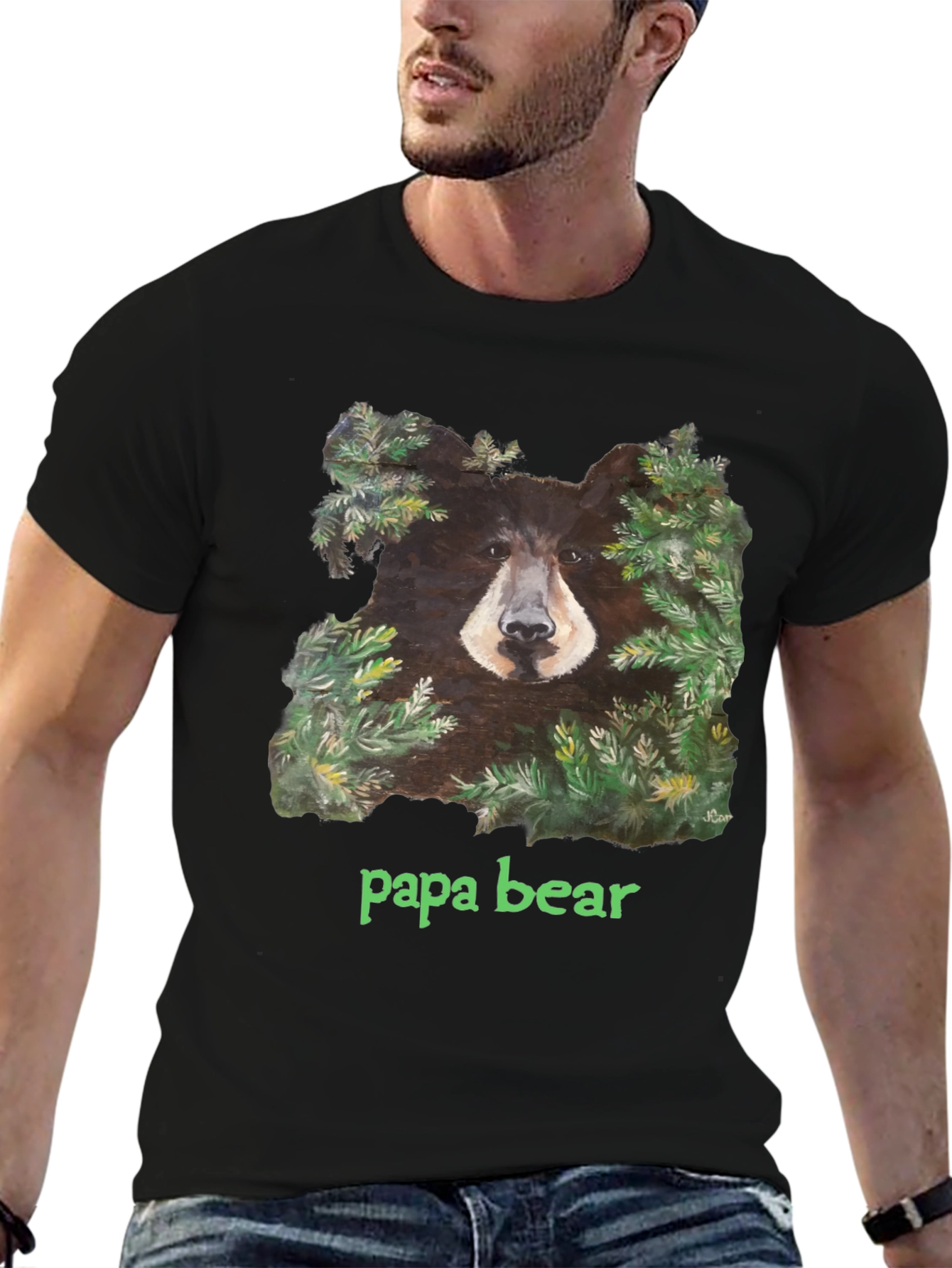 Black Papa Bear Black T-Shirt view 6