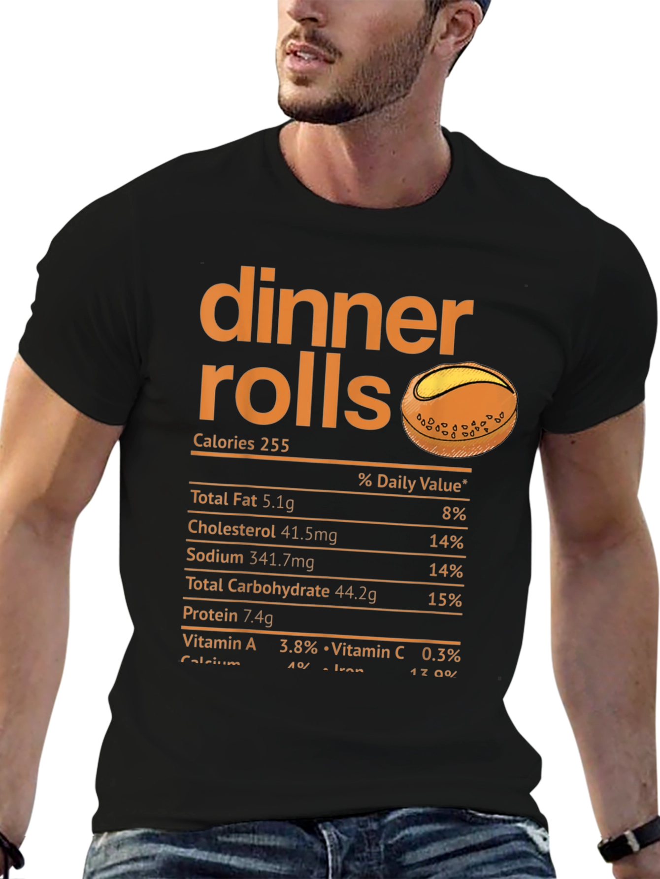 Black Dinner Rolls Nutrition Facts T-Shirt view 6
