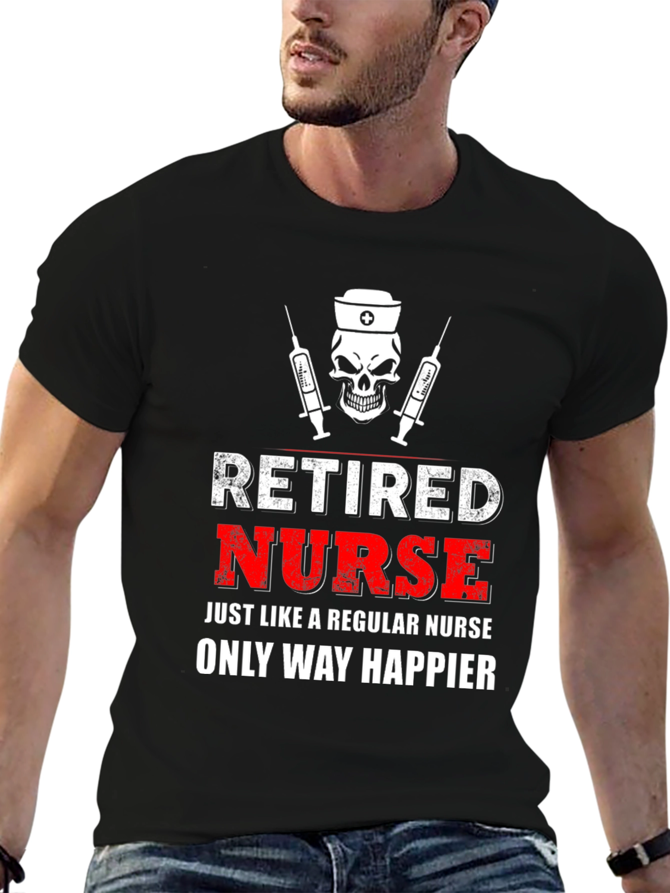 Black Retired Nurse T-Shirt - Funny Nursing Gift view 6