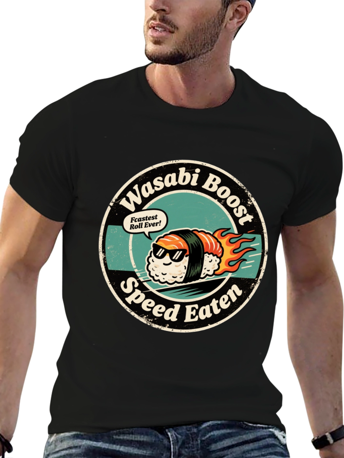 Black Wasabi Boost Sushi T-Shirt - Speed Eater view 6