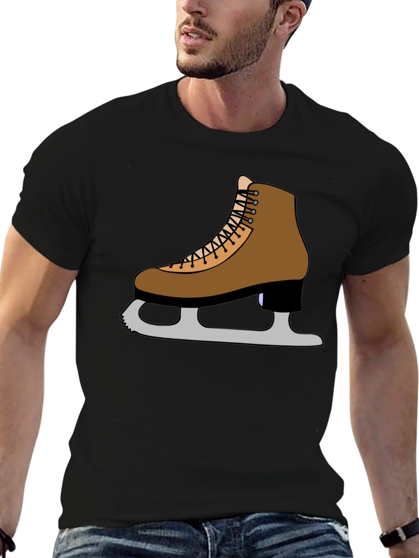 Black Figure Skate T-Shirt: Ice Skating Apparel view 6