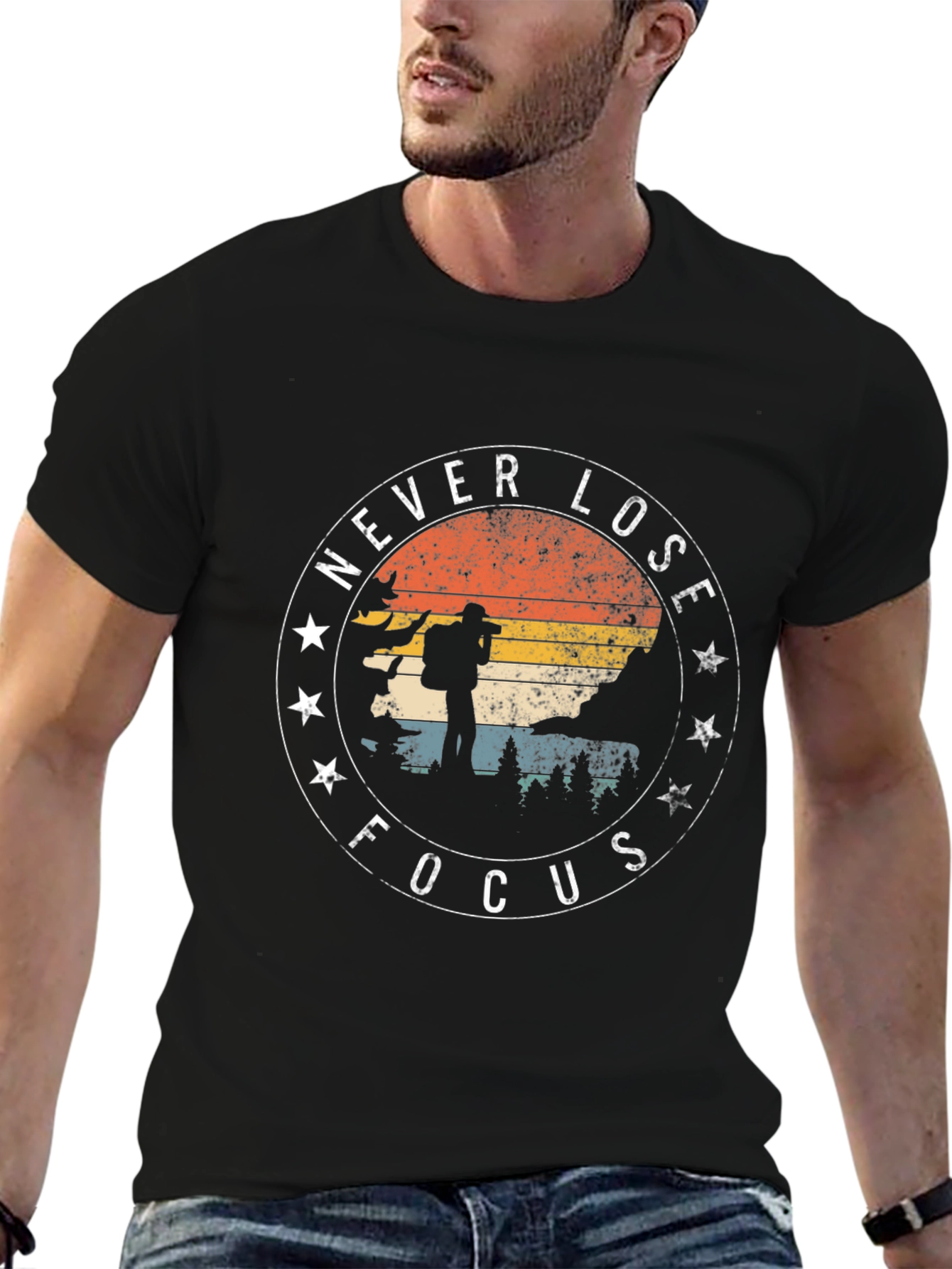 Black Never Lose Focus Graphic Tee - Photographer Style view 6