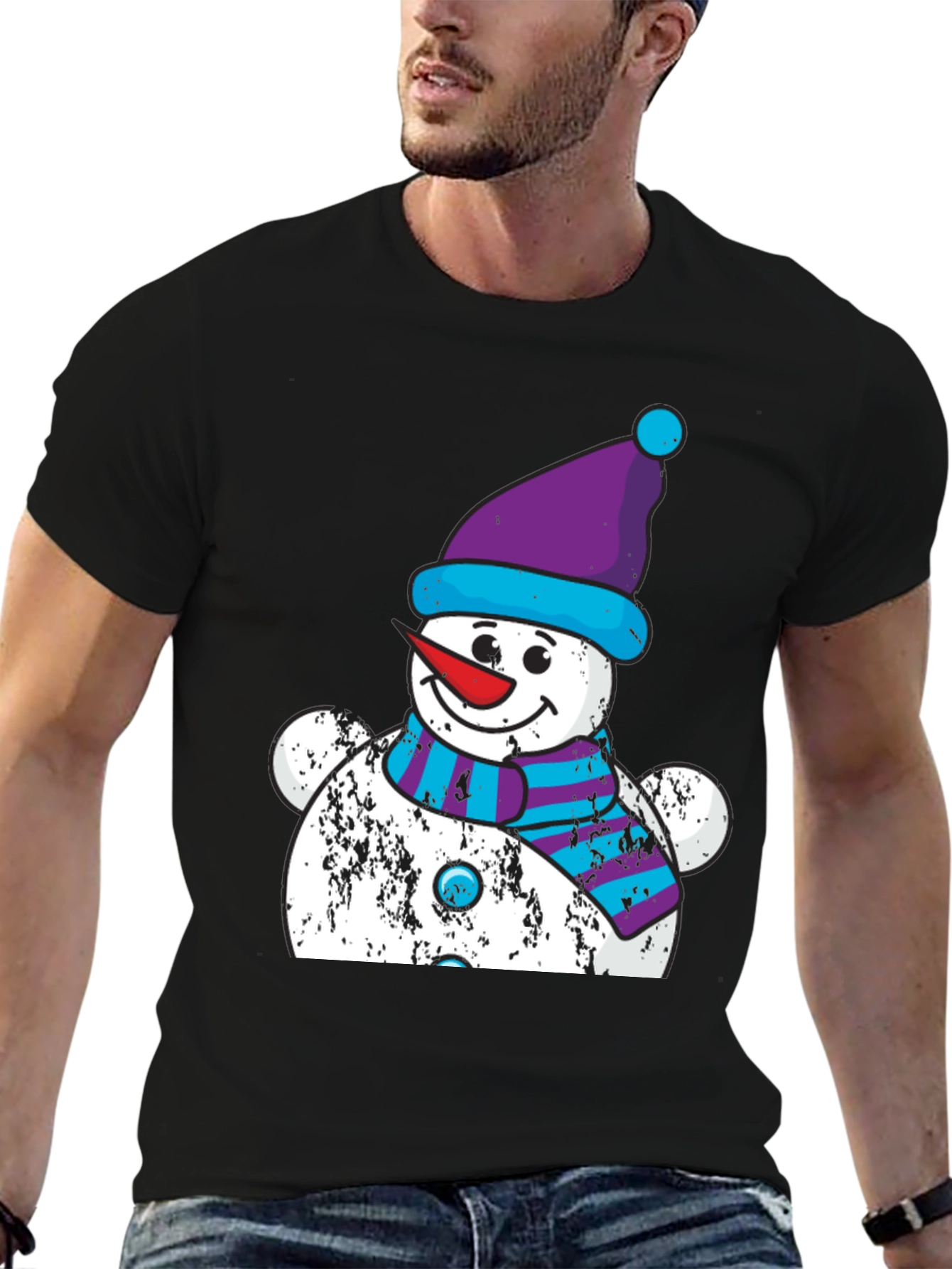 Black Festive Snowman Graphic Tee - Holiday Cheer view 6