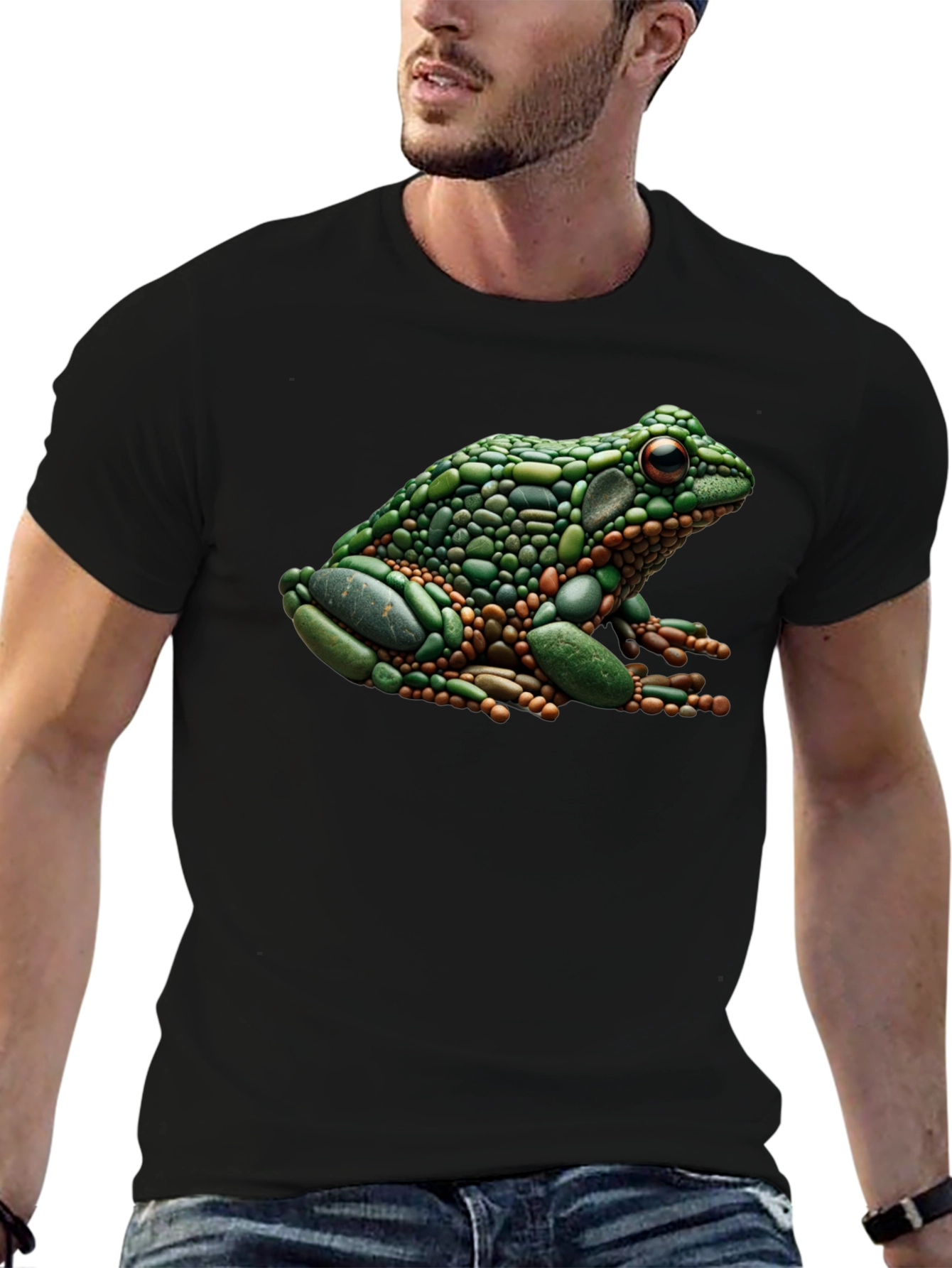 Black Frog Pebble Art Black T-Shirt view 6