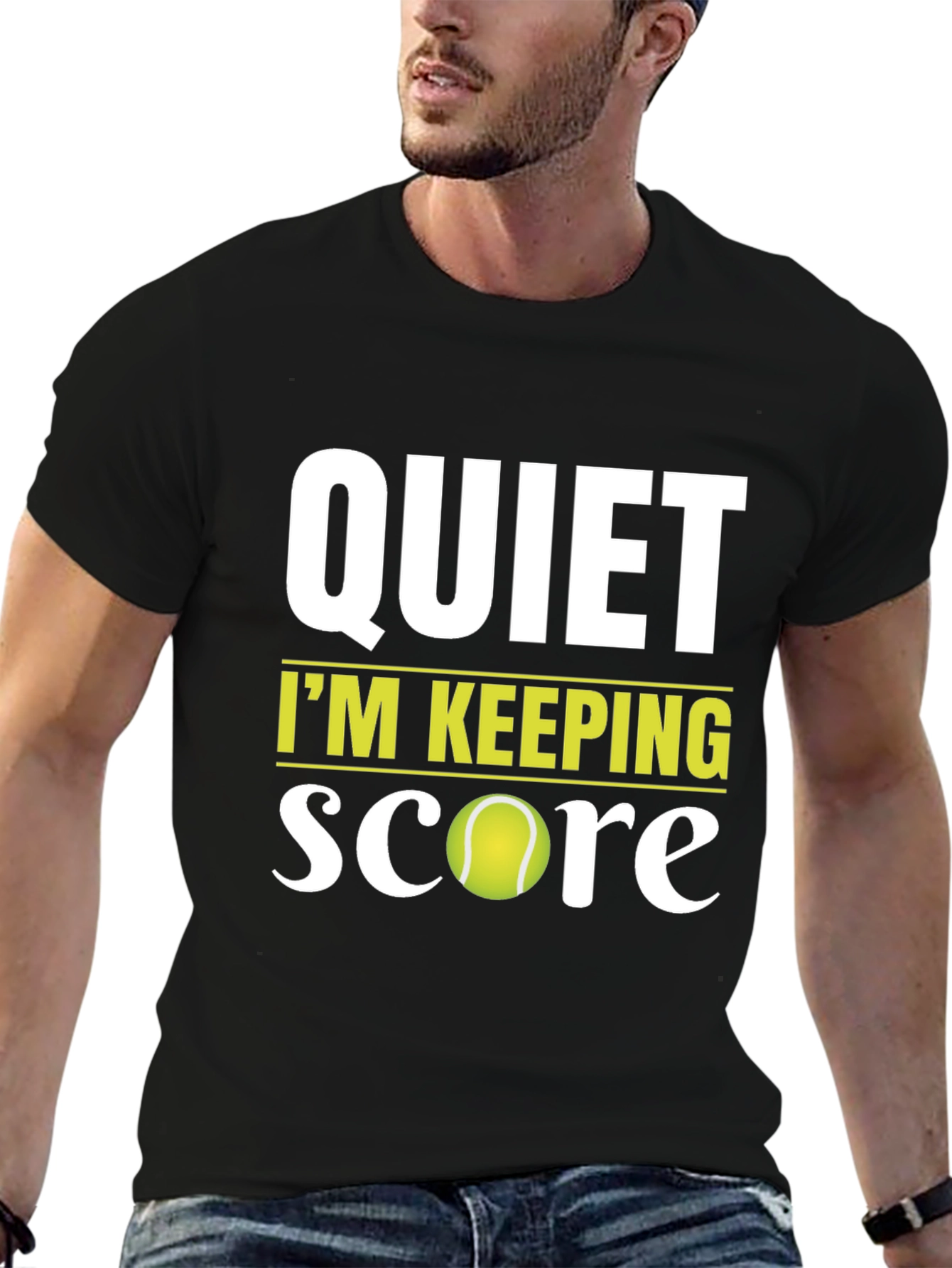 Black Quiet I'm Keeping Score Tennis T-Shirt view 6