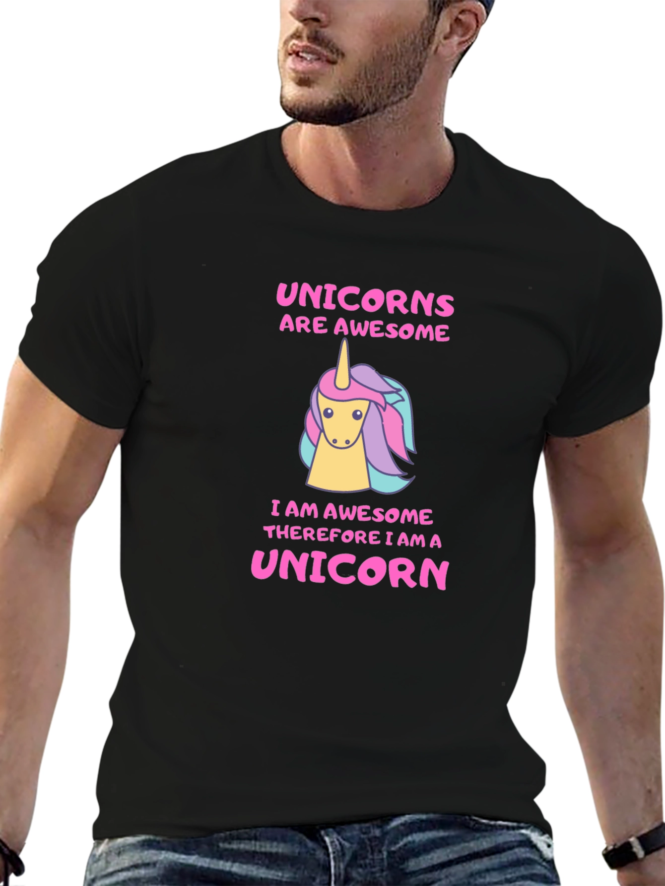 Black Unicorns are Awesome Graphic T-Shirt view 6