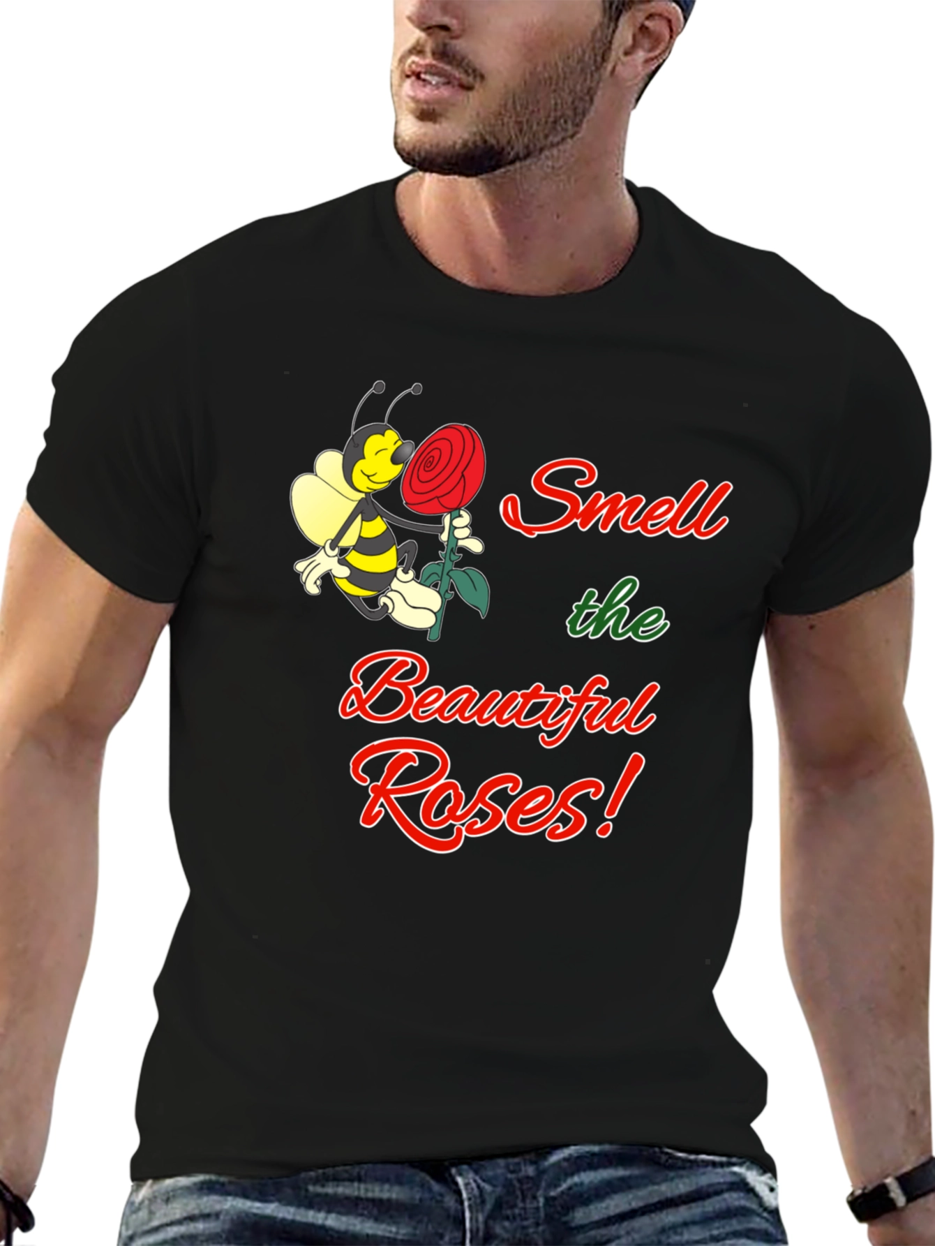 Black Smell the Beautiful Roses Black T-Shirt view 6