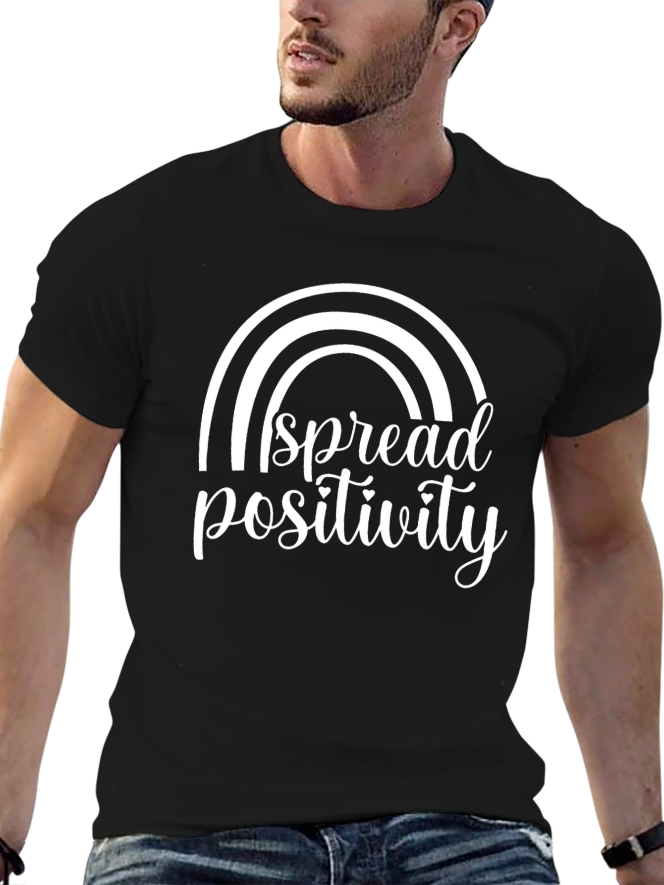 Black Spread Positivity Graphic Tee - Stylish Black T-Shirt view 6