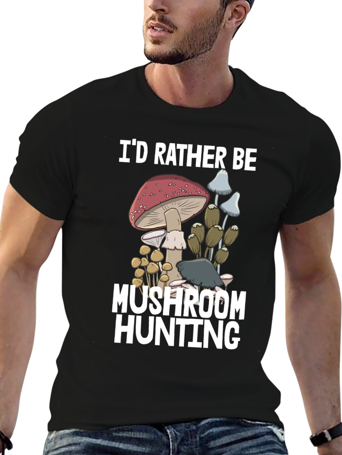 Black Mushroom Hunting Graphic Tee view 6