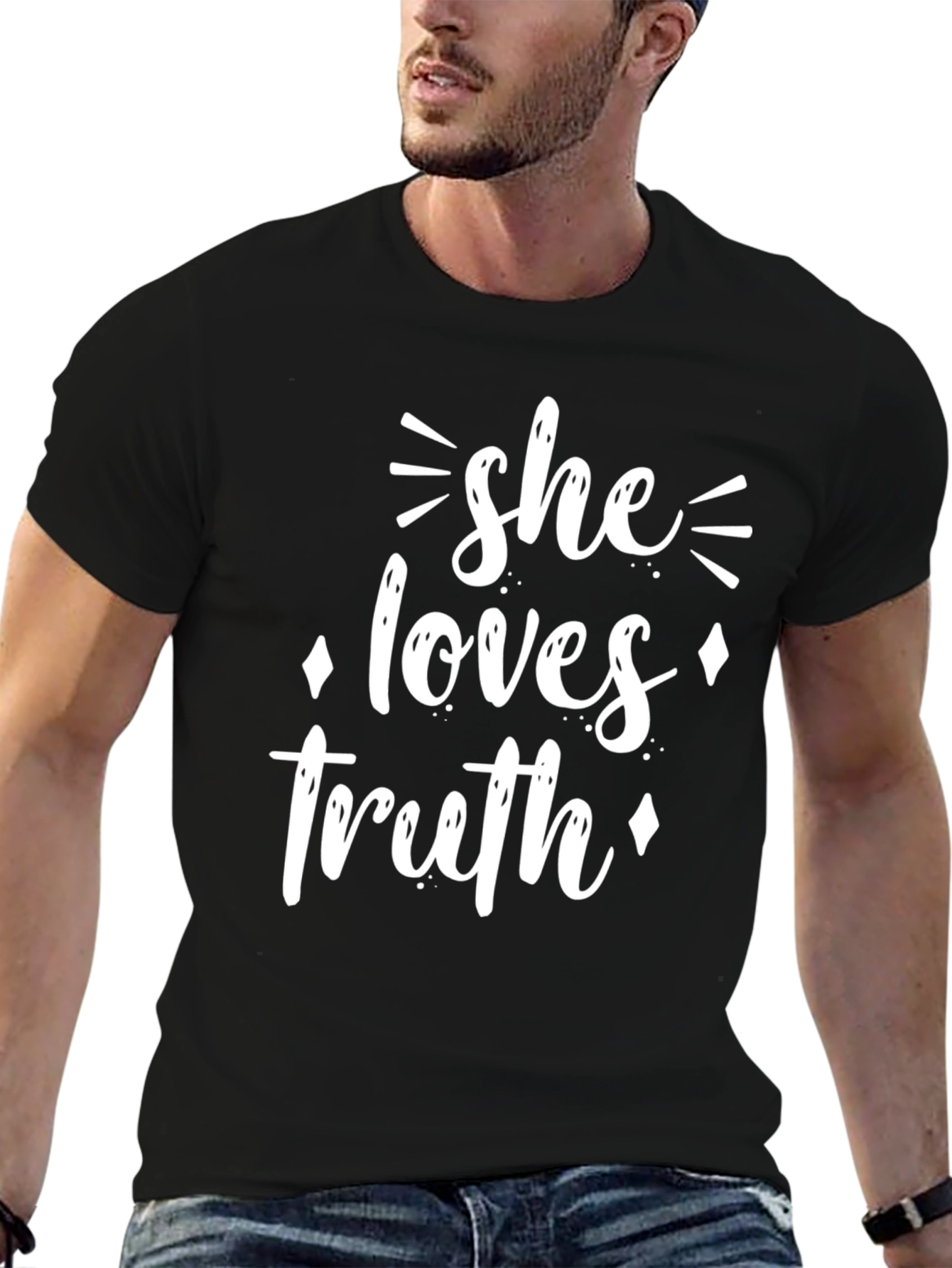 Black She Loves Truth Graphic Tee - Black T-Shirt view 6