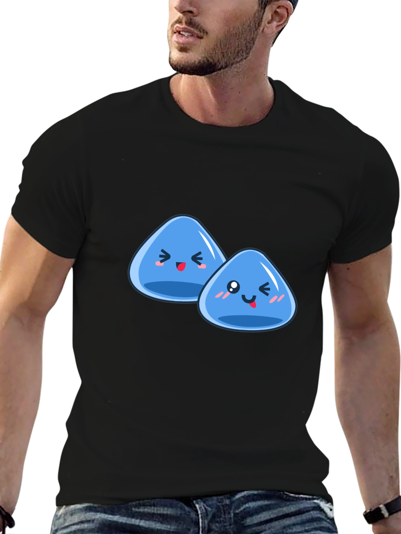 Black Cute Slime Duo Graphic T-Shirt view 6