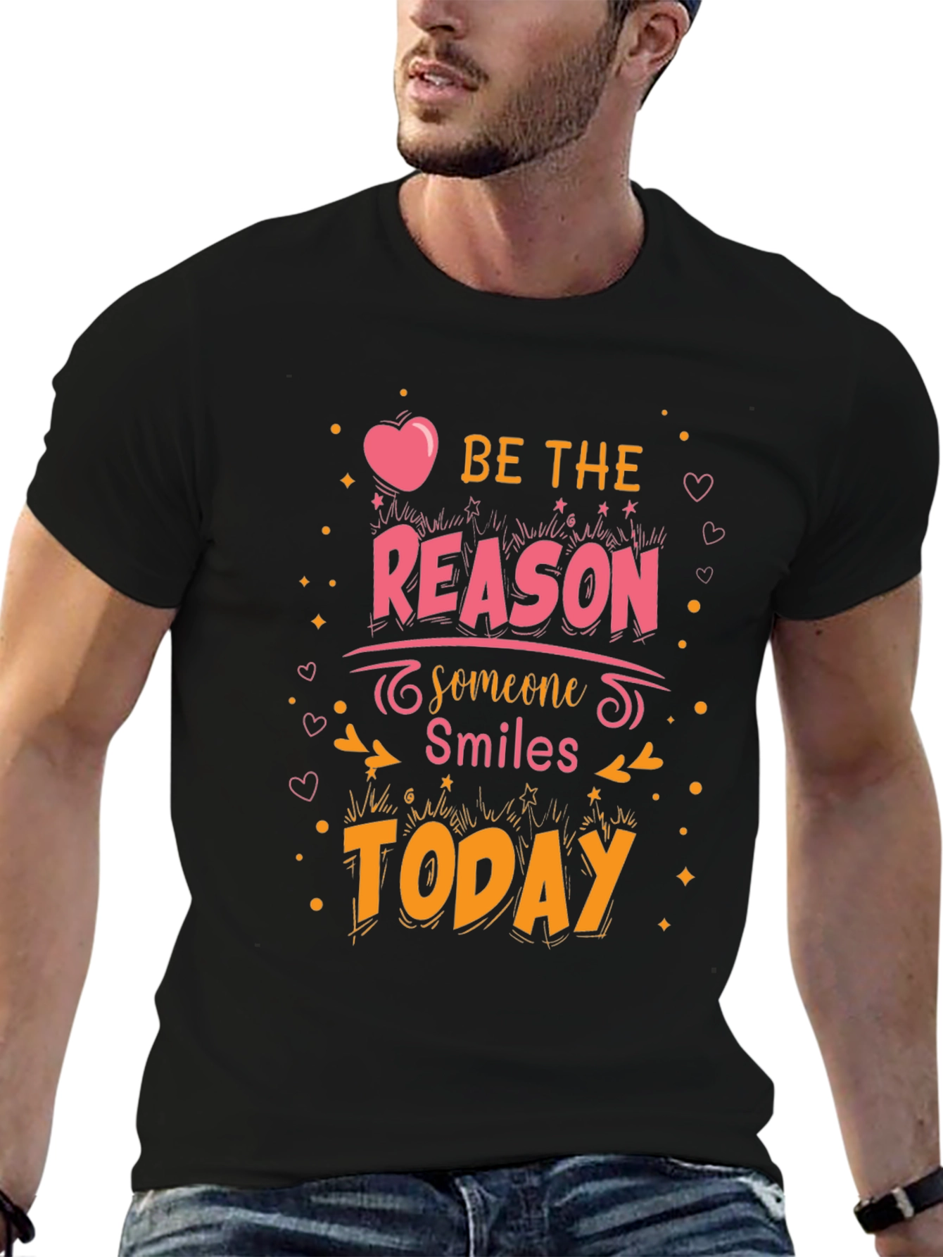 Black Be The Reason Graphic Tee - Positive Vibes Shirt view 6