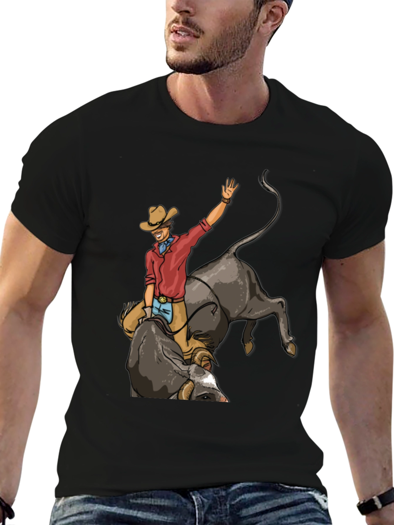 Black Rodeo Rider Graphic T-Shirt - Western Style view 6
