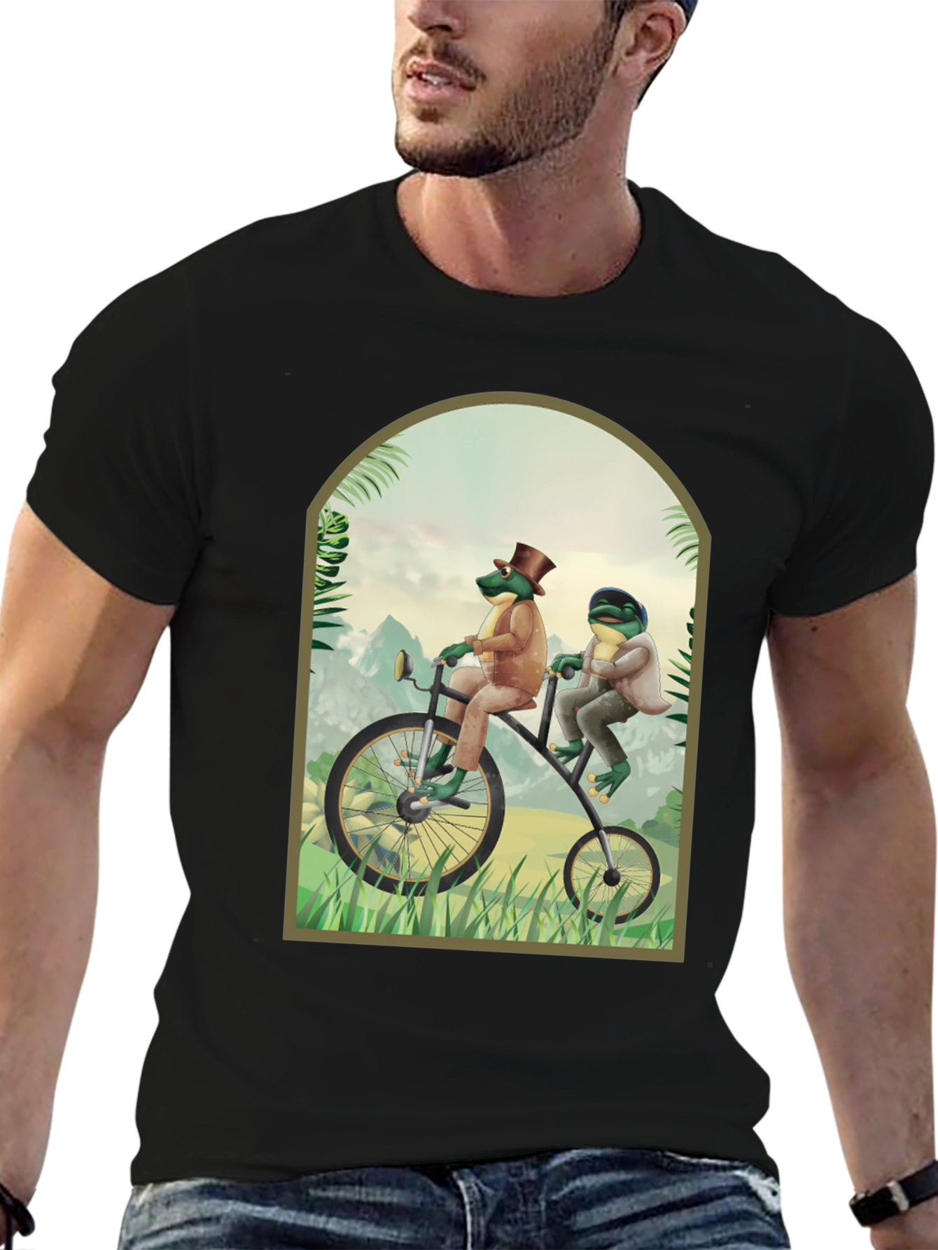 Black Frogs on a Bike T-Shirt view 6